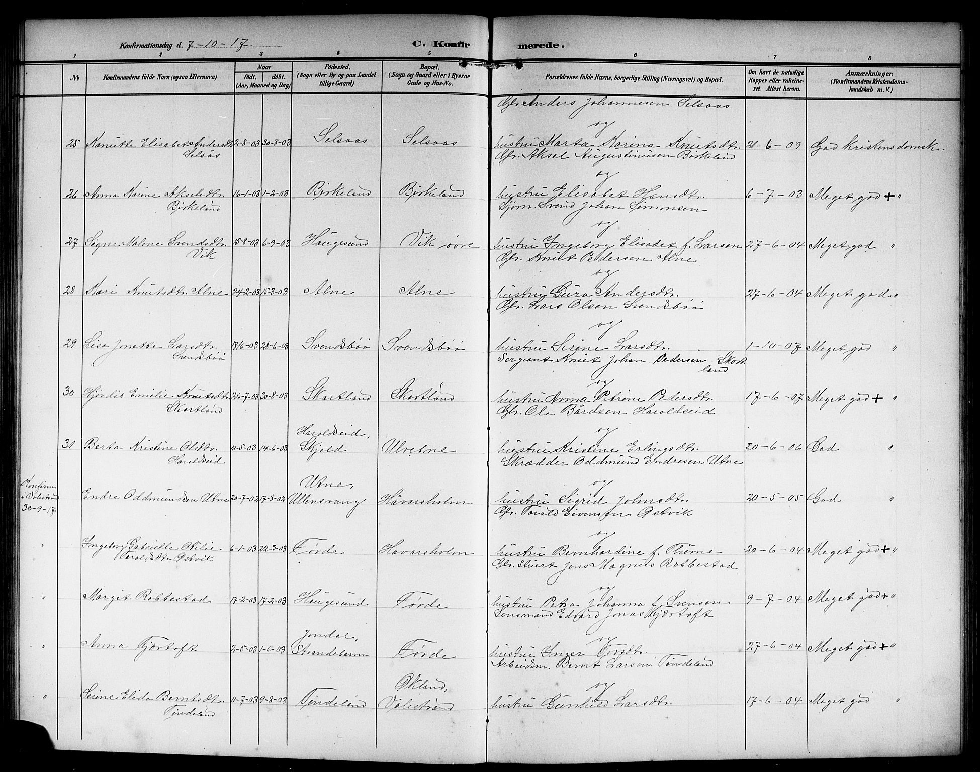Sveio Sokneprestembete, AV/SAB-A-78501/H/Hab: Parish register (copy) no. C 4, 1903-1921