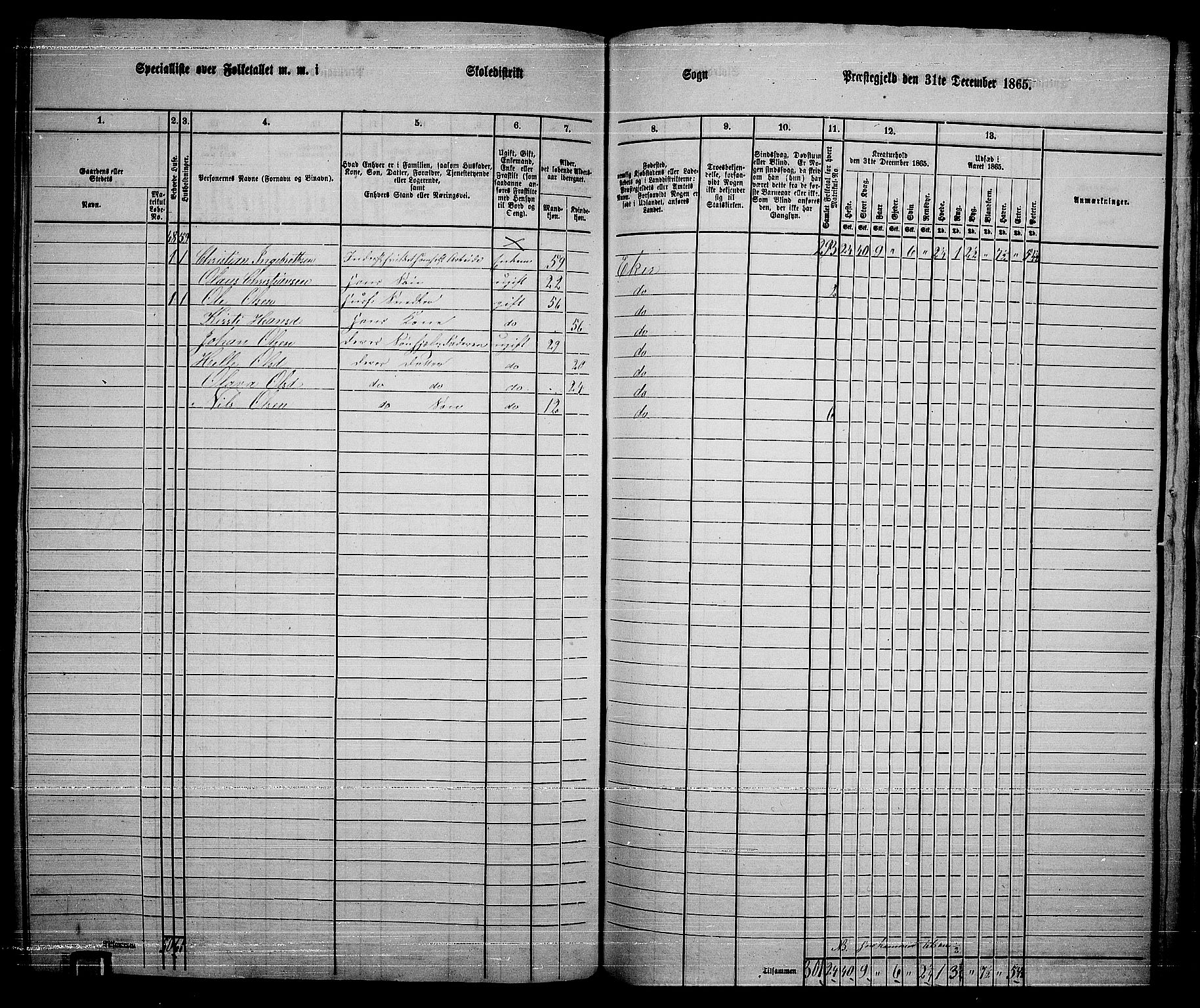 RA, 1865 census for Eiker, 1865, p. 221