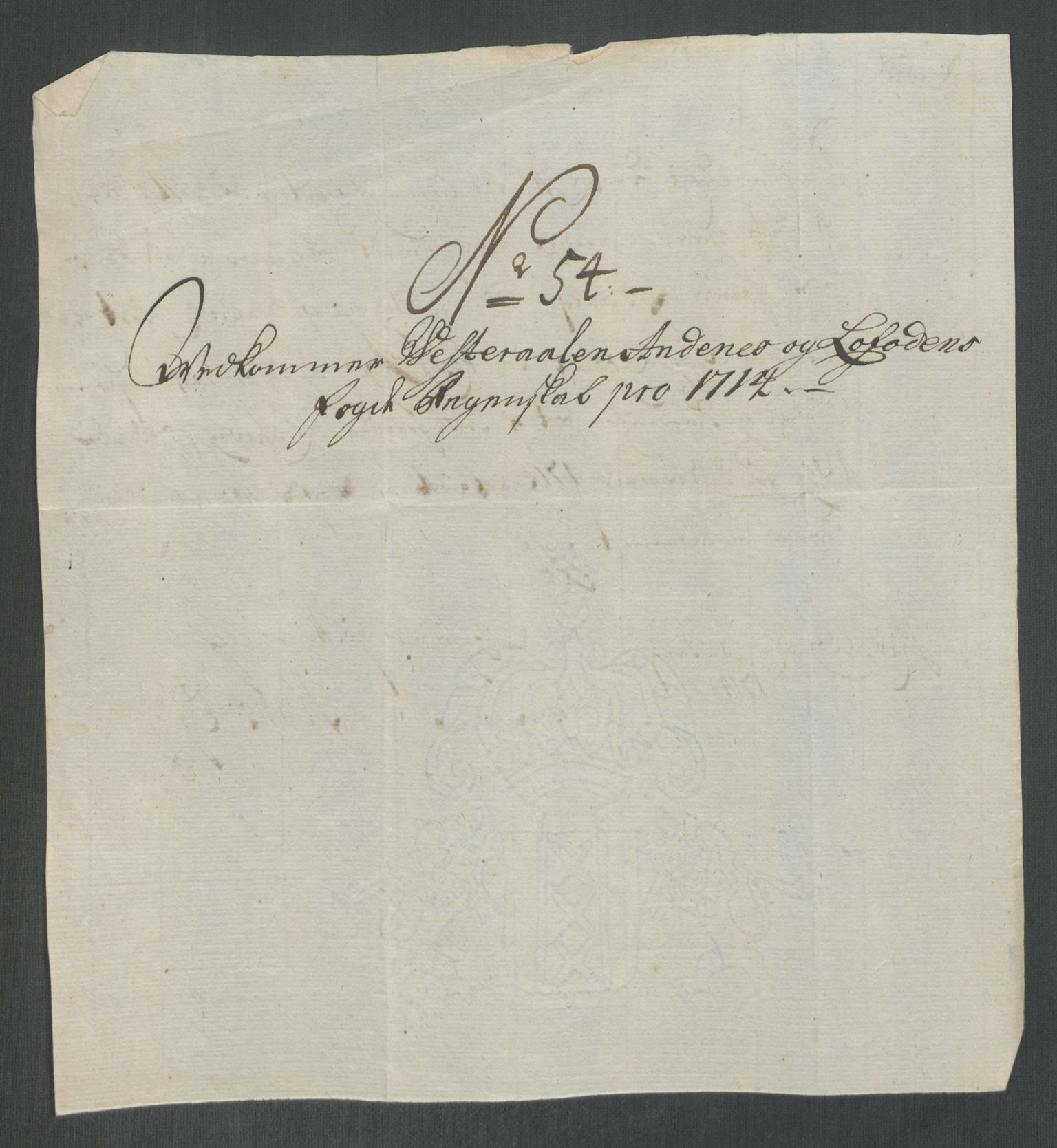 Rentekammeret inntil 1814, Reviderte regnskaper, Fogderegnskap, AV/RA-EA-4092/R67/L4680: Fogderegnskap Vesterålen, Andenes og Lofoten, 1714, p. 264