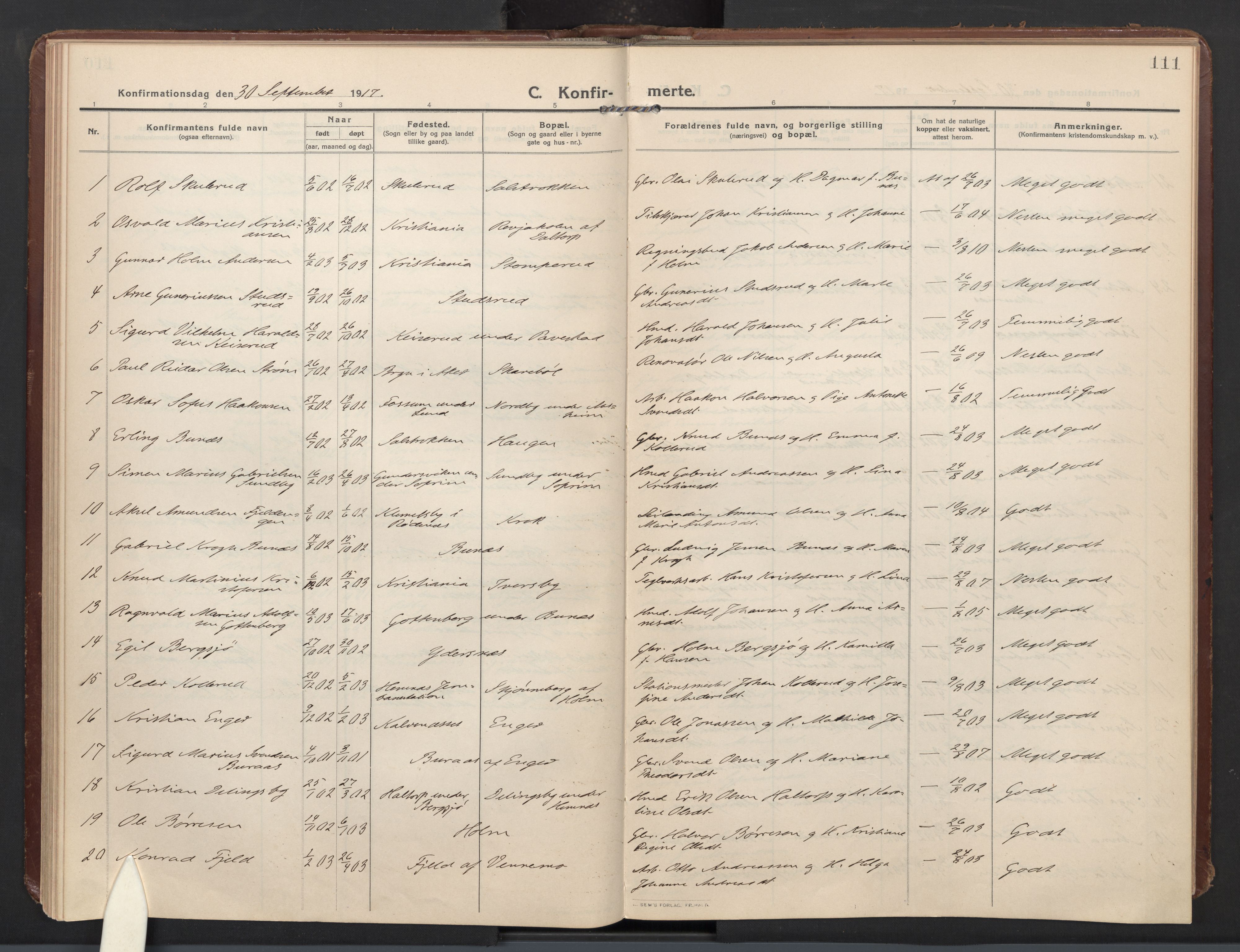 Høland prestekontor Kirkebøker, AV/SAO-A-10346a/F/Fb: Parish register (official) no. II 4, 1913-1924, p. 111
