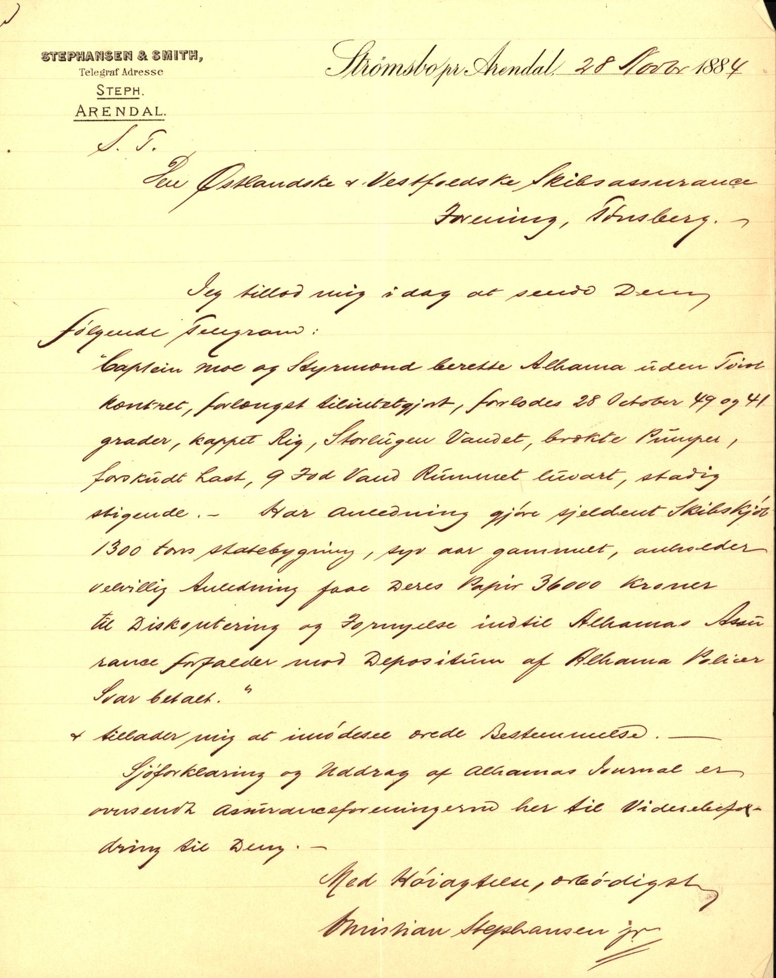 Pa 63 - Østlandske skibsassuranceforening, VEMU/A-1079/G/Ga/L0017/0001: Havaridokumenter / Triton, Albama, Alfen, 1884, p. 56