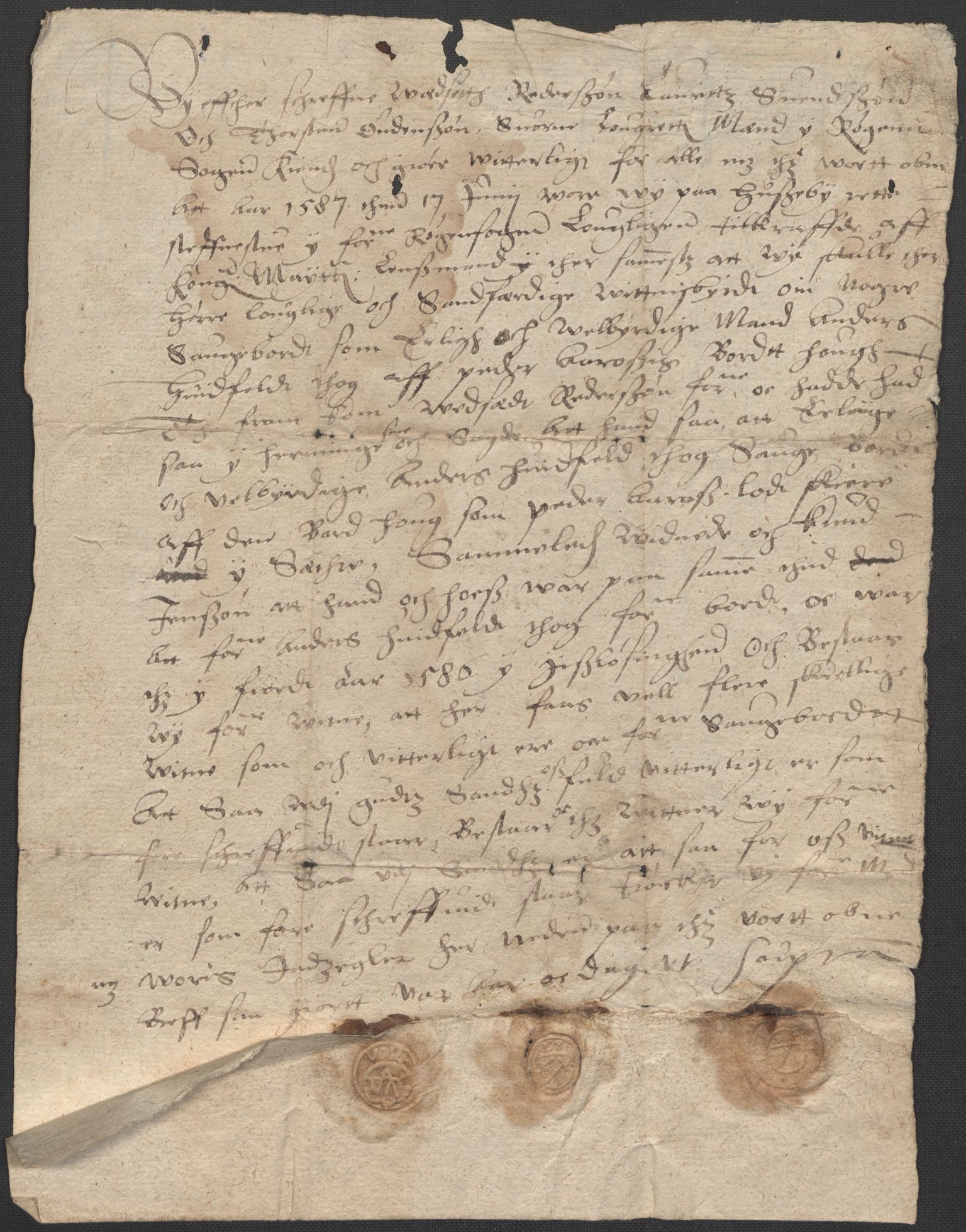Riksarkivets diplomsamling, AV/RA-EA-5965/F02/L0088: Dokumenter, 1586-1587, p. 108