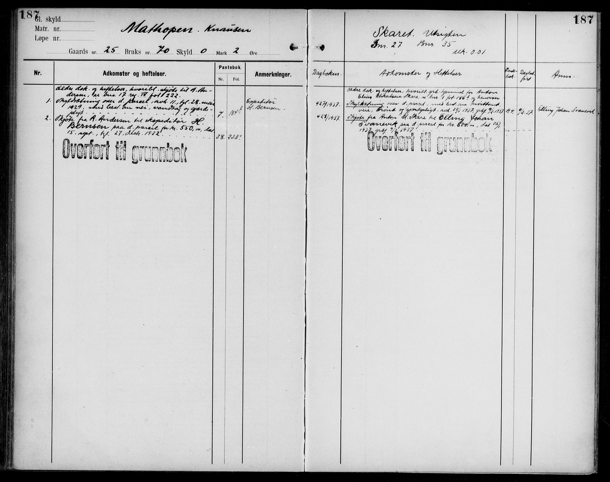 Midhordland sorenskriveri, AV/SAB-A-3001/1/G/Ga/Gab/L0108: Mortgage register no. II.A.b.108, p. 187