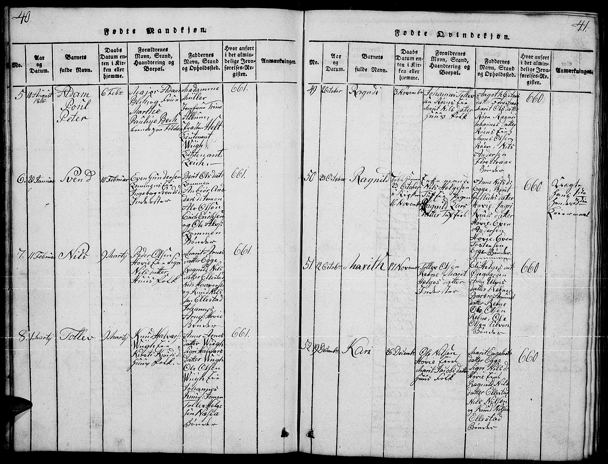 Slidre prestekontor, SAH/PREST-134/H/Ha/Hab/L0001: Parish register (copy) no. 1, 1814-1838, p. 40-41