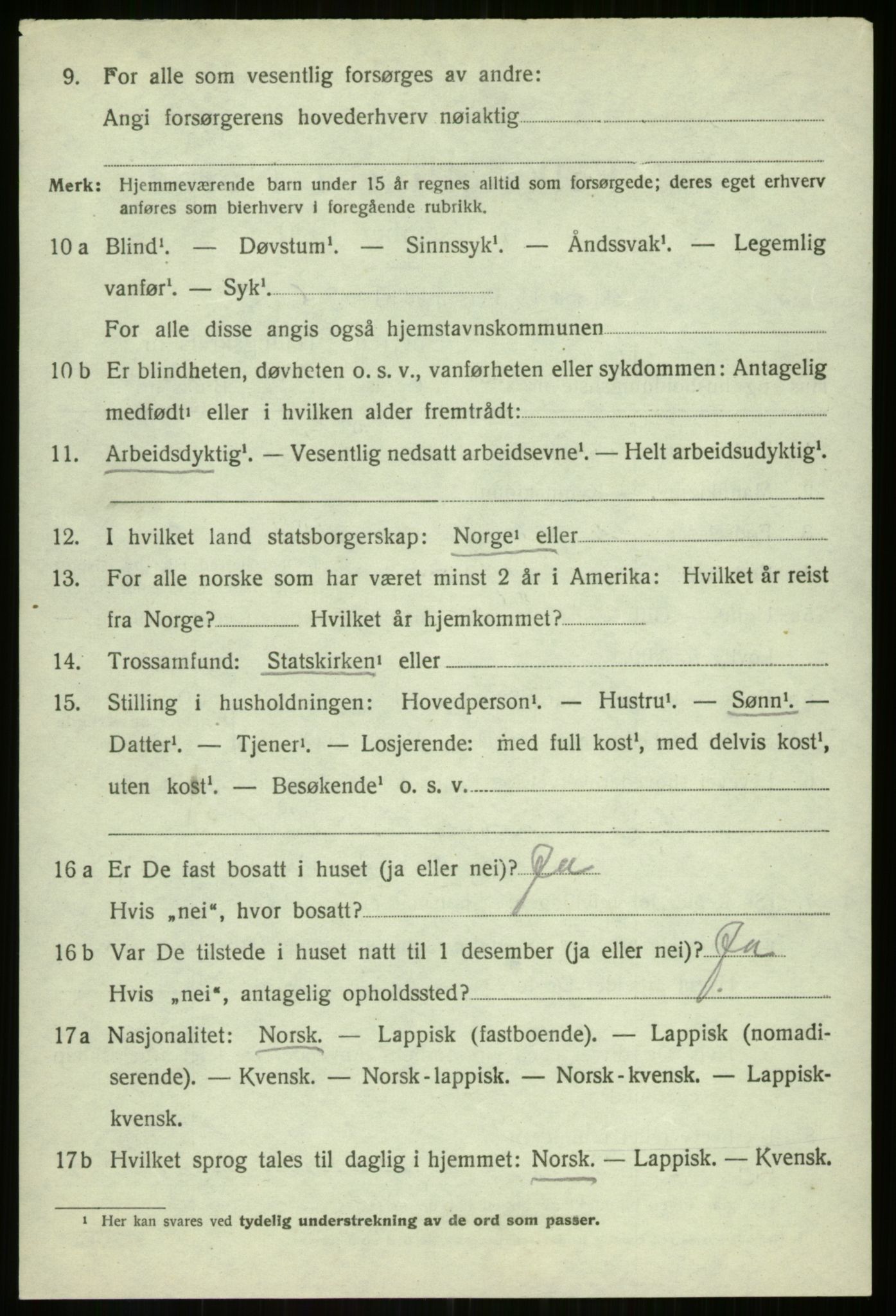 SATØ, 1920 census for Balsfjord, 1920, p. 3181