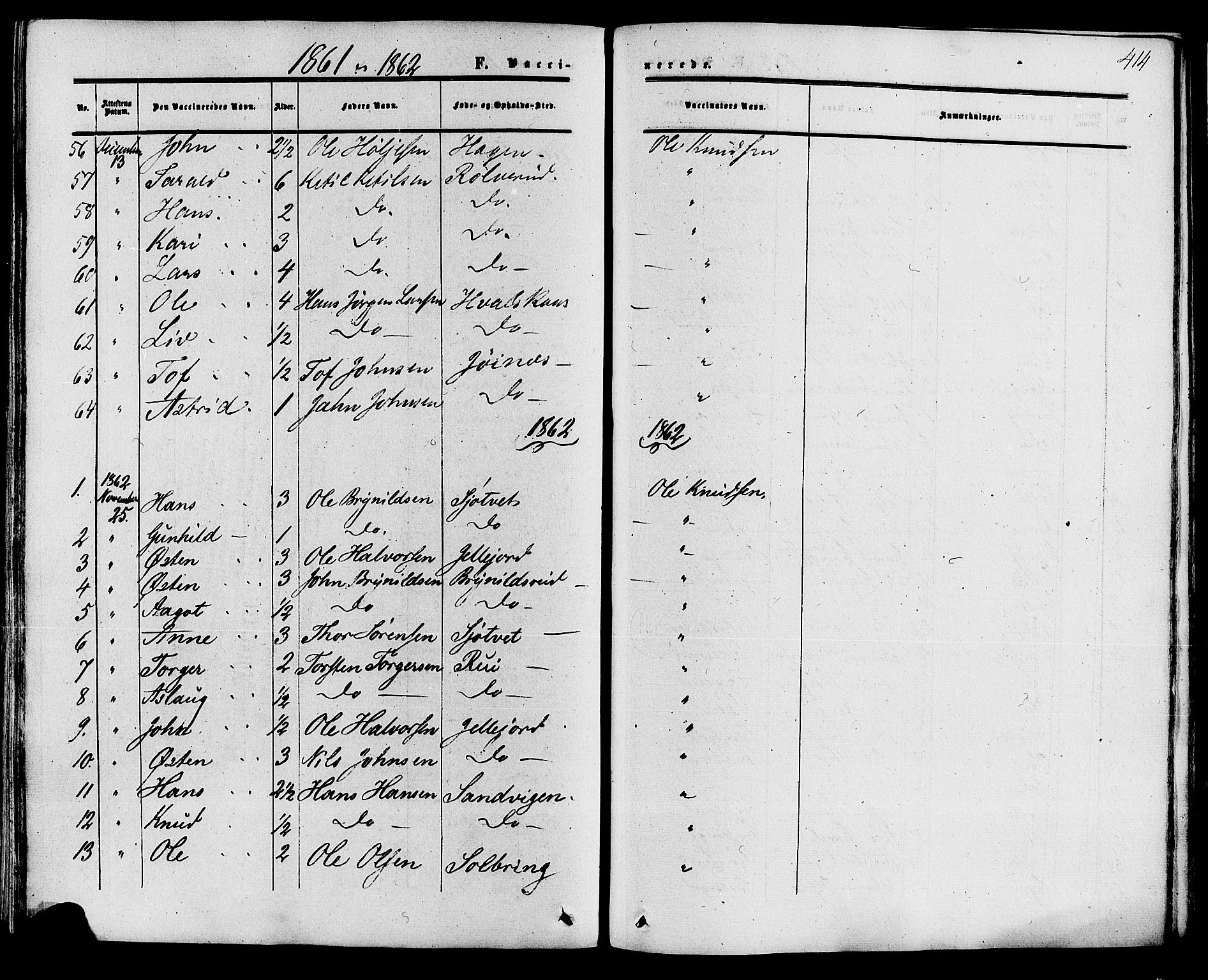 Tinn kirkebøker, SAKO/A-308/F/Fa/L0006: Parish register (official) no. I 6, 1857-1878, p. 414
