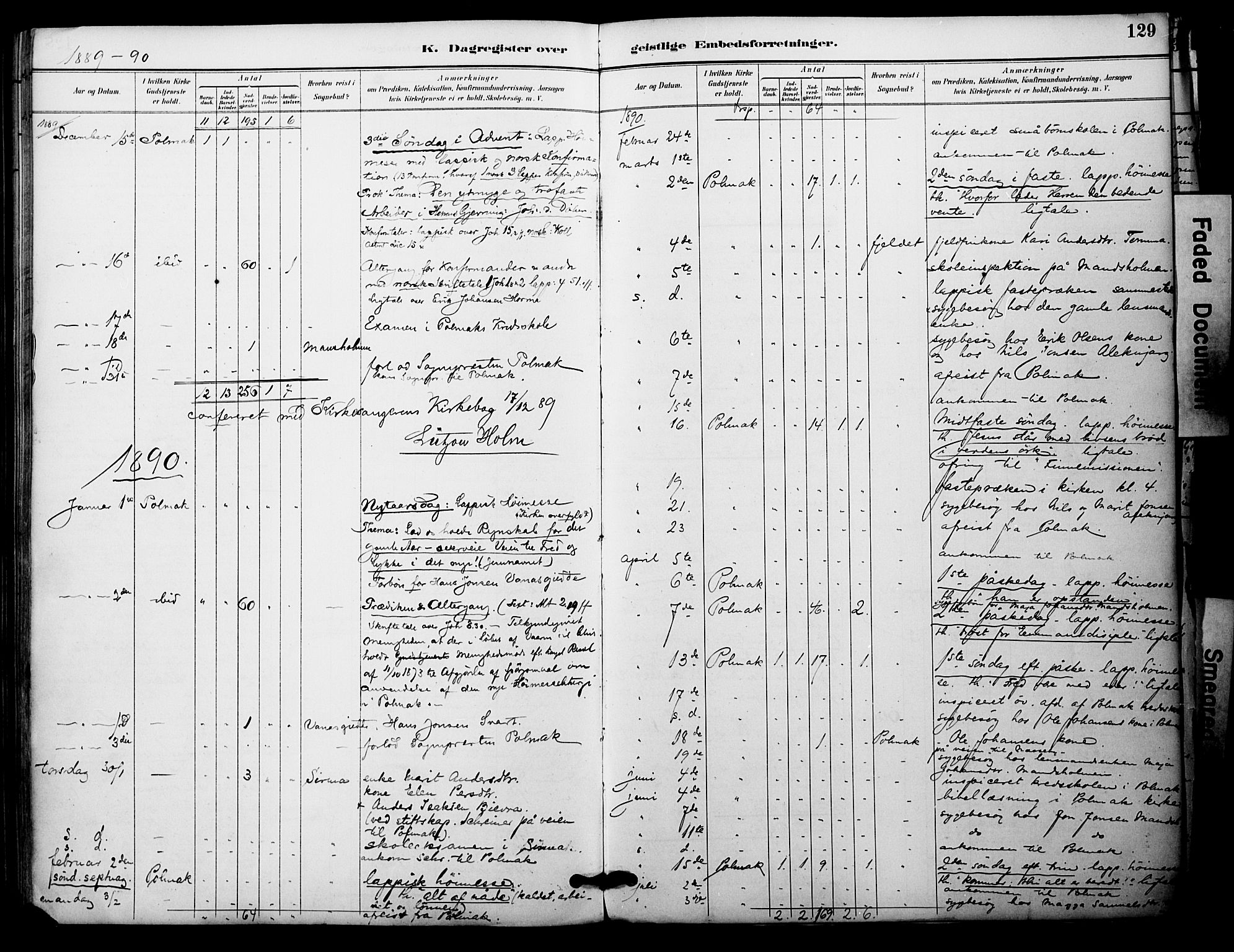 Nesseby sokneprestkontor, SATØ/S-1330/H/Ha/L0005kirke: Parish register (official) no. 5, 1885-1906, p. 129