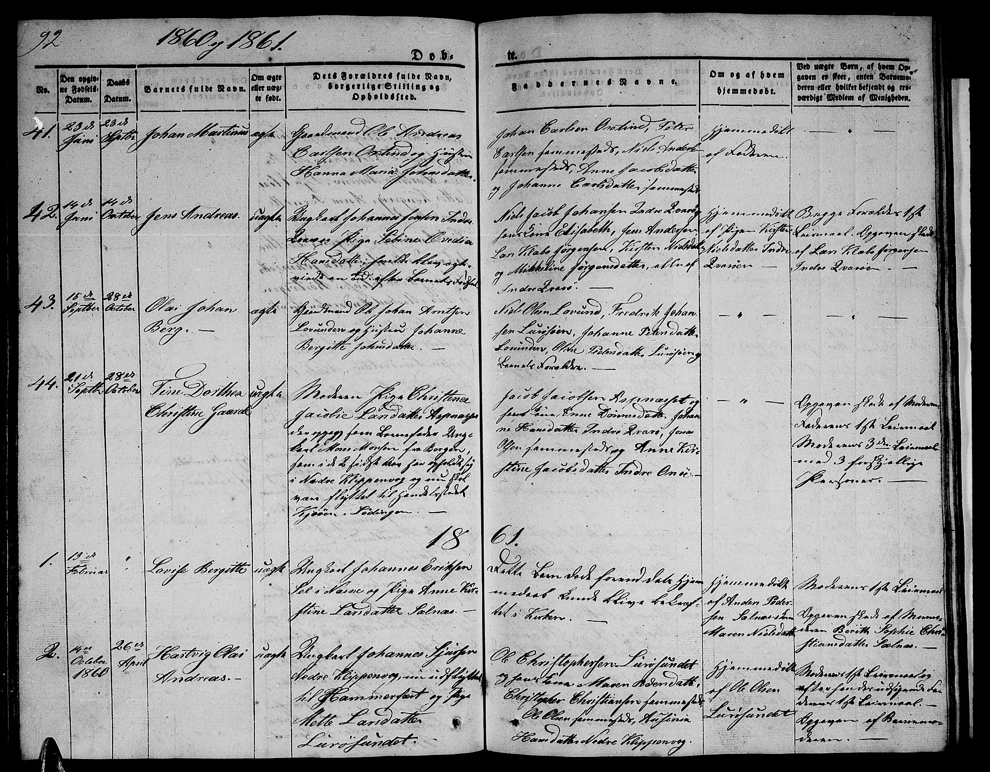 Ministerialprotokoller, klokkerbøker og fødselsregistre - Nordland, SAT/A-1459/839/L0572: Parish register (copy) no. 839C02, 1841-1873, p. 92