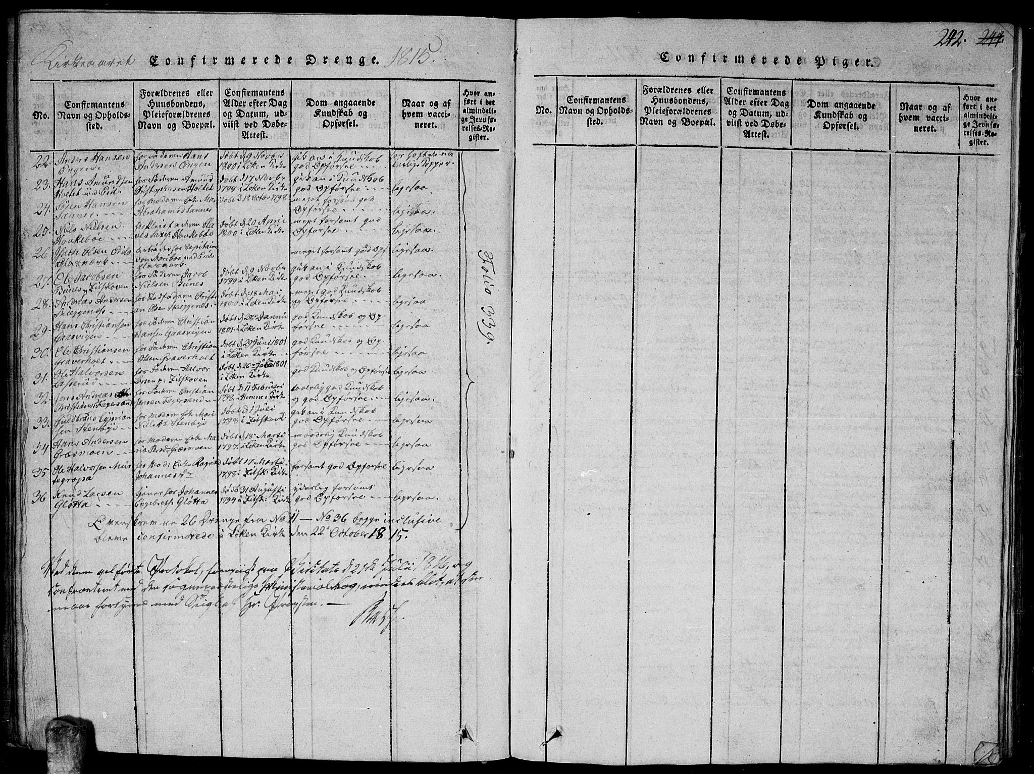 Høland prestekontor Kirkebøker, SAO/A-10346a/G/Ga/L0001: Parish register (copy) no. I 1, 1814-1827, p. 242