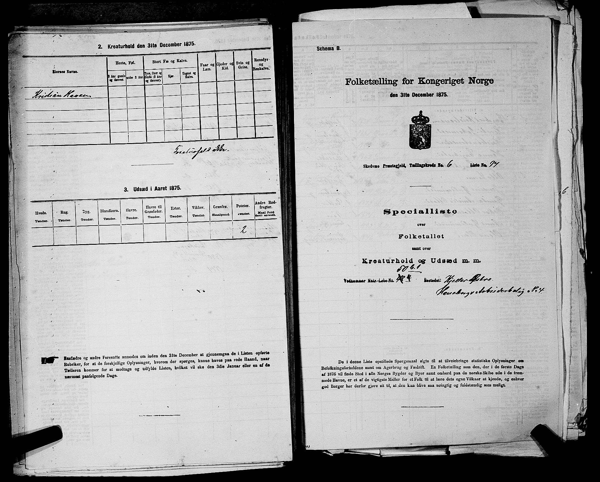 RA, 1875 census for 0231P Skedsmo, 1875, p. 950