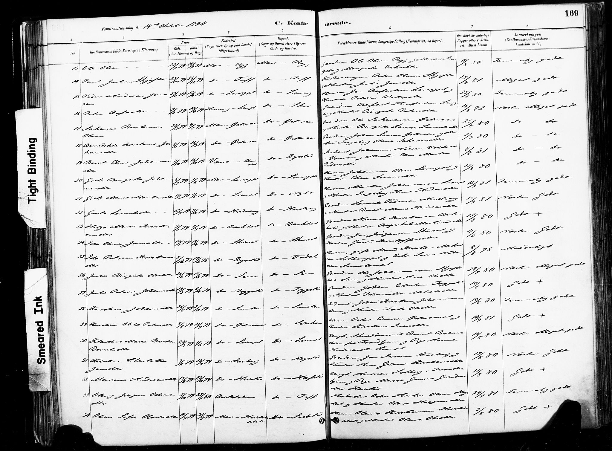 Ministerialprotokoller, klokkerbøker og fødselsregistre - Nord-Trøndelag, SAT/A-1458/735/L0351: Parish register (official) no. 735A10, 1884-1908, p. 169