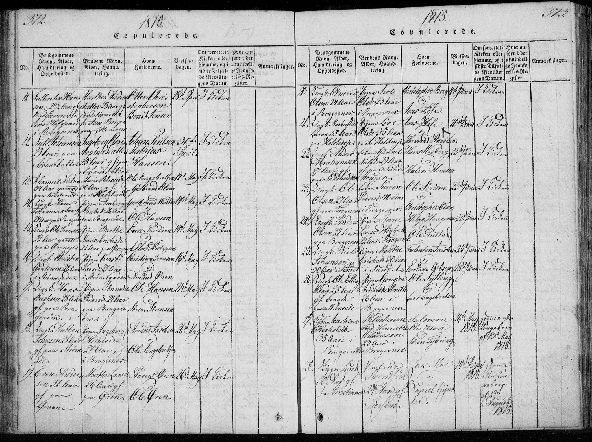 Bragernes kirkebøker, SAKO/A-6/F/Fa/L0007: Parish register (official) no. I 7, 1815-1829, p. 372-373