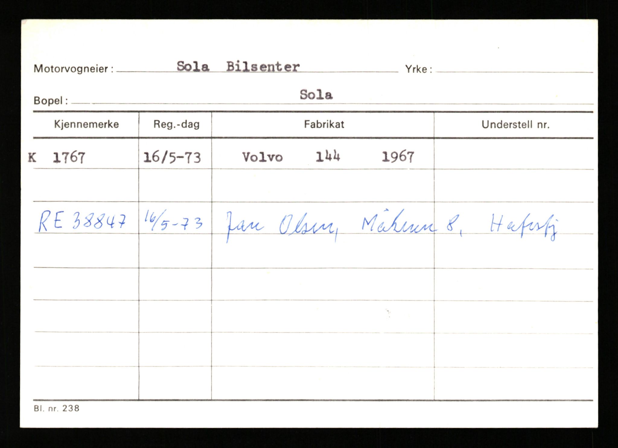 Stavanger trafikkstasjon, AV/SAST-A-101942/0/G/L0001: Registreringsnummer: 0 - 5782, 1930-1971, p. 1231