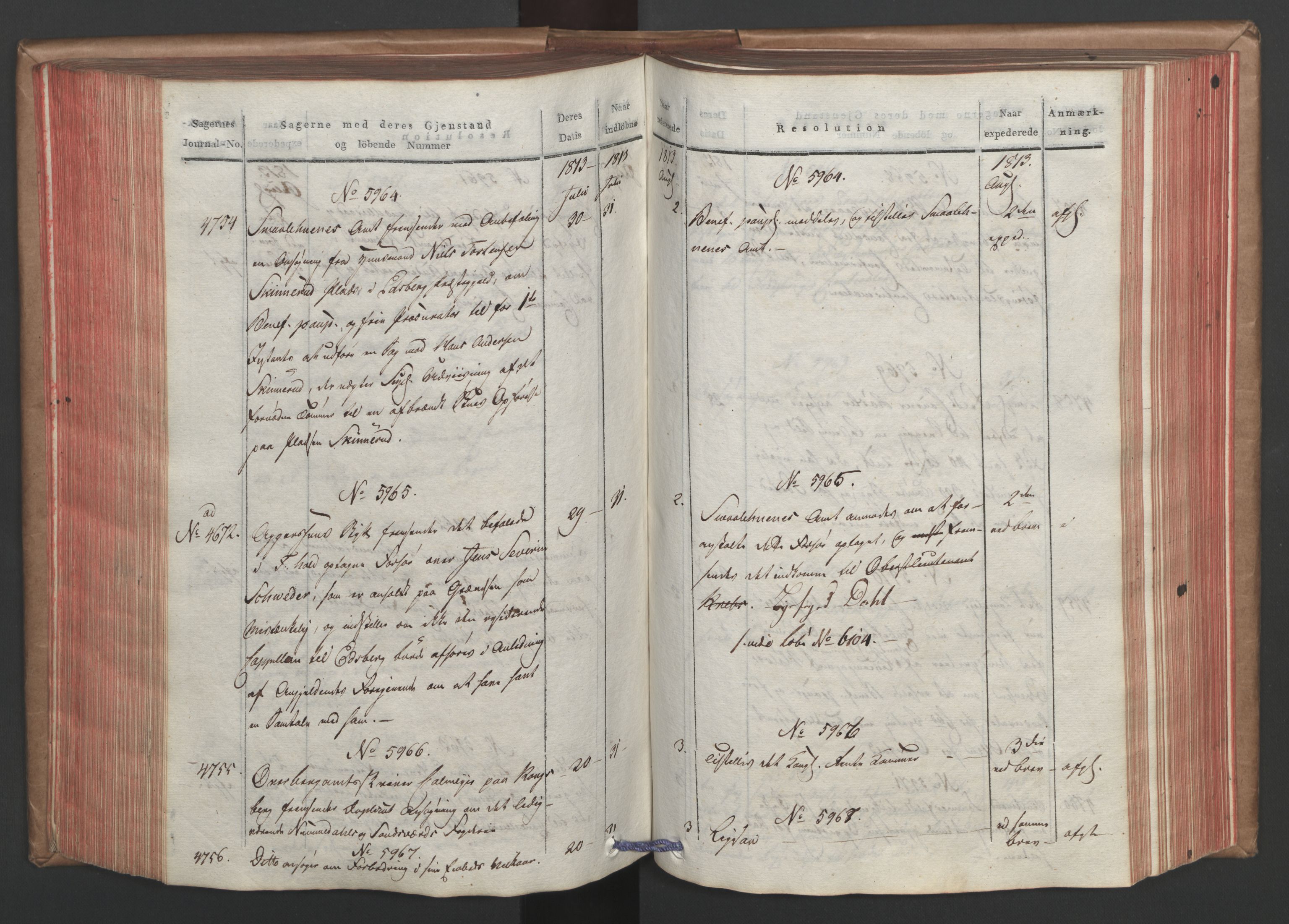 Stattholderembetet 1810-1814, 1. kontor (Kontor A), AV/RA-EA-2872/Ab/L0006: Referatprotokoll,  j.nr. 4244-5022,  l.nr. 5322-6289, 1813, p. 192