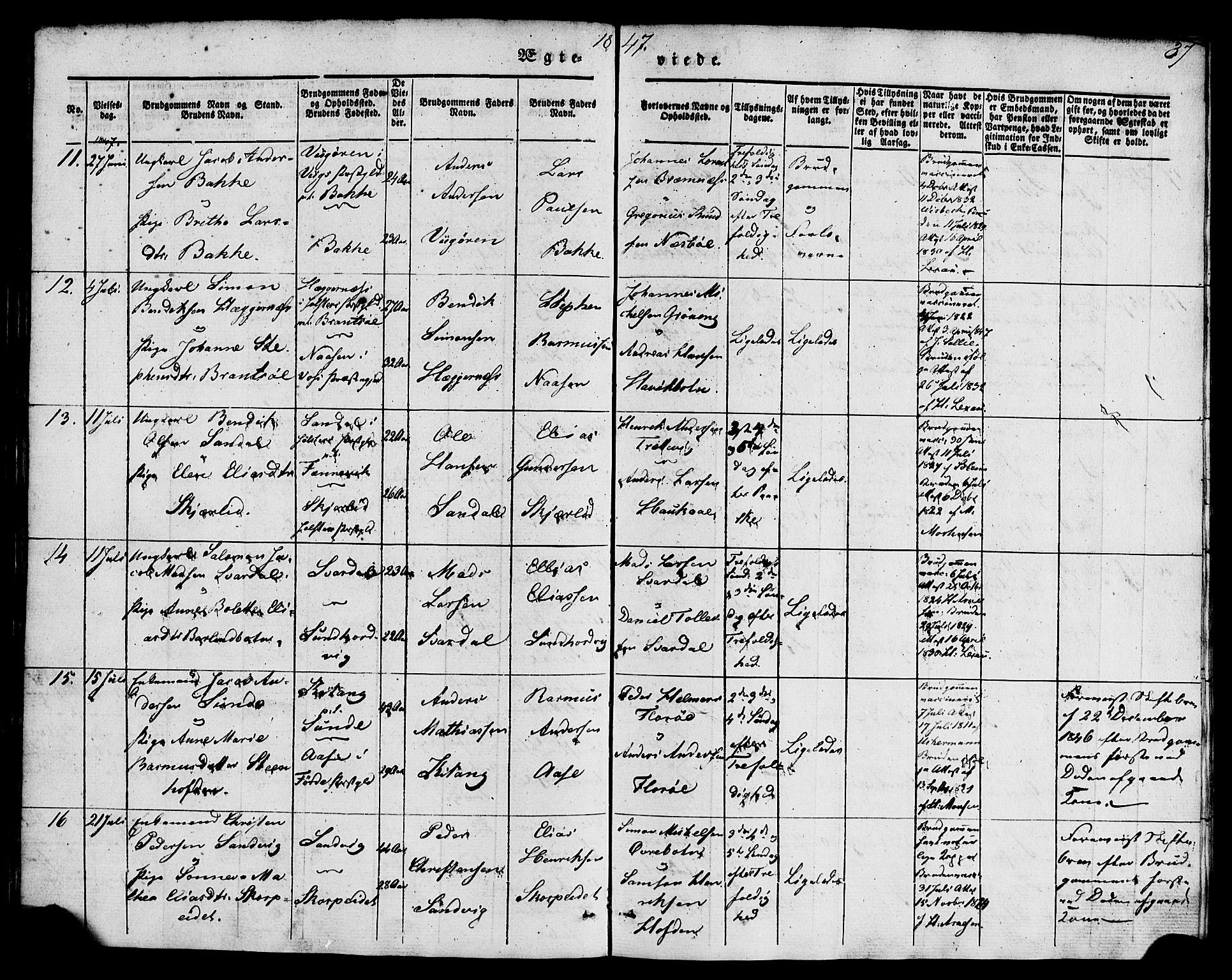 Kinn sokneprestembete, AV/SAB-A-80801/H/Haa/Haaa/L0009: Parish register (official) no. A 9, 1841-1852, p. 37