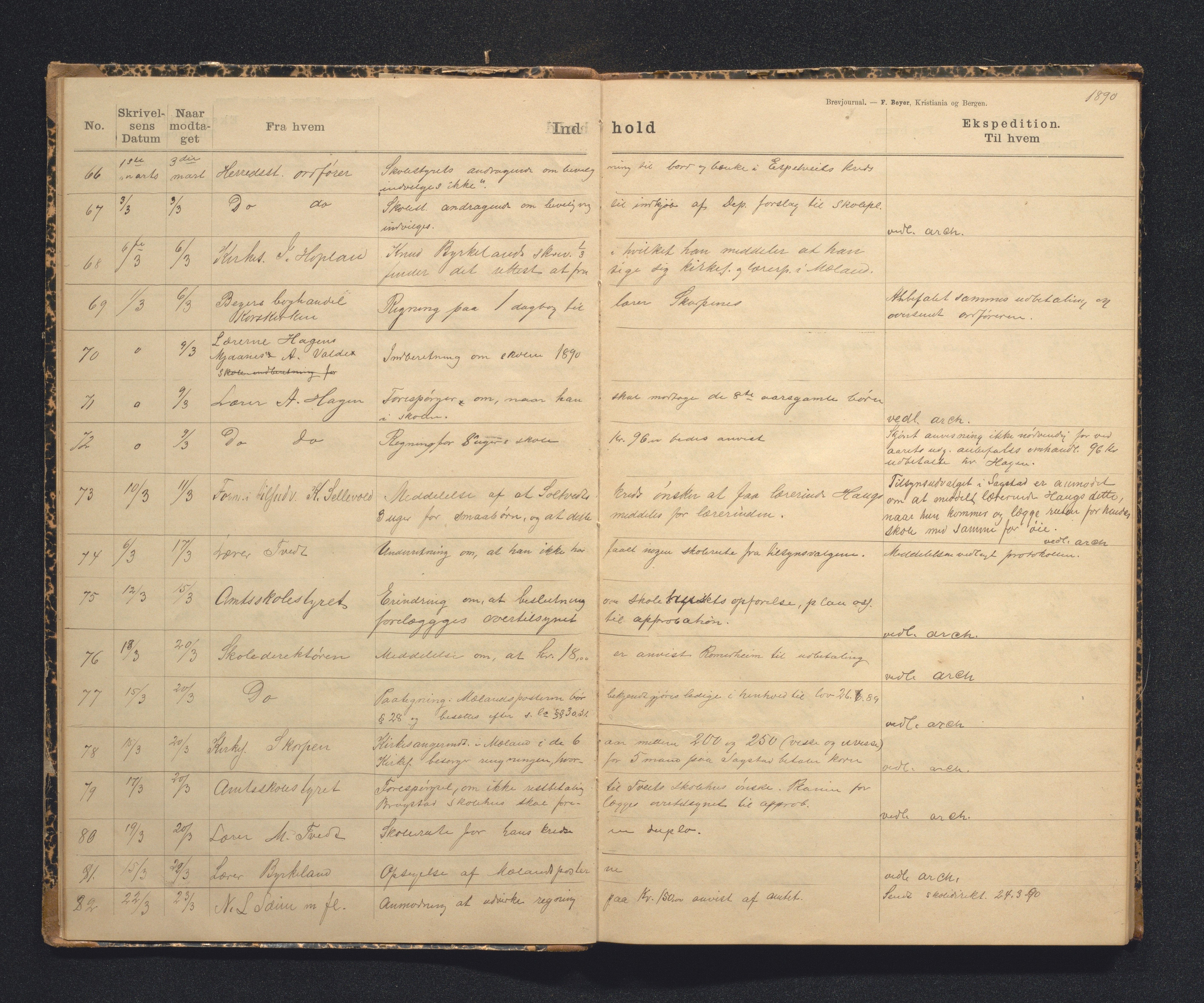 Alversund kommune. Skulestyret, IKAH/1257-211/C/Ca/L0001: Brevjournal for Alversund skulestyre, 1889-1899