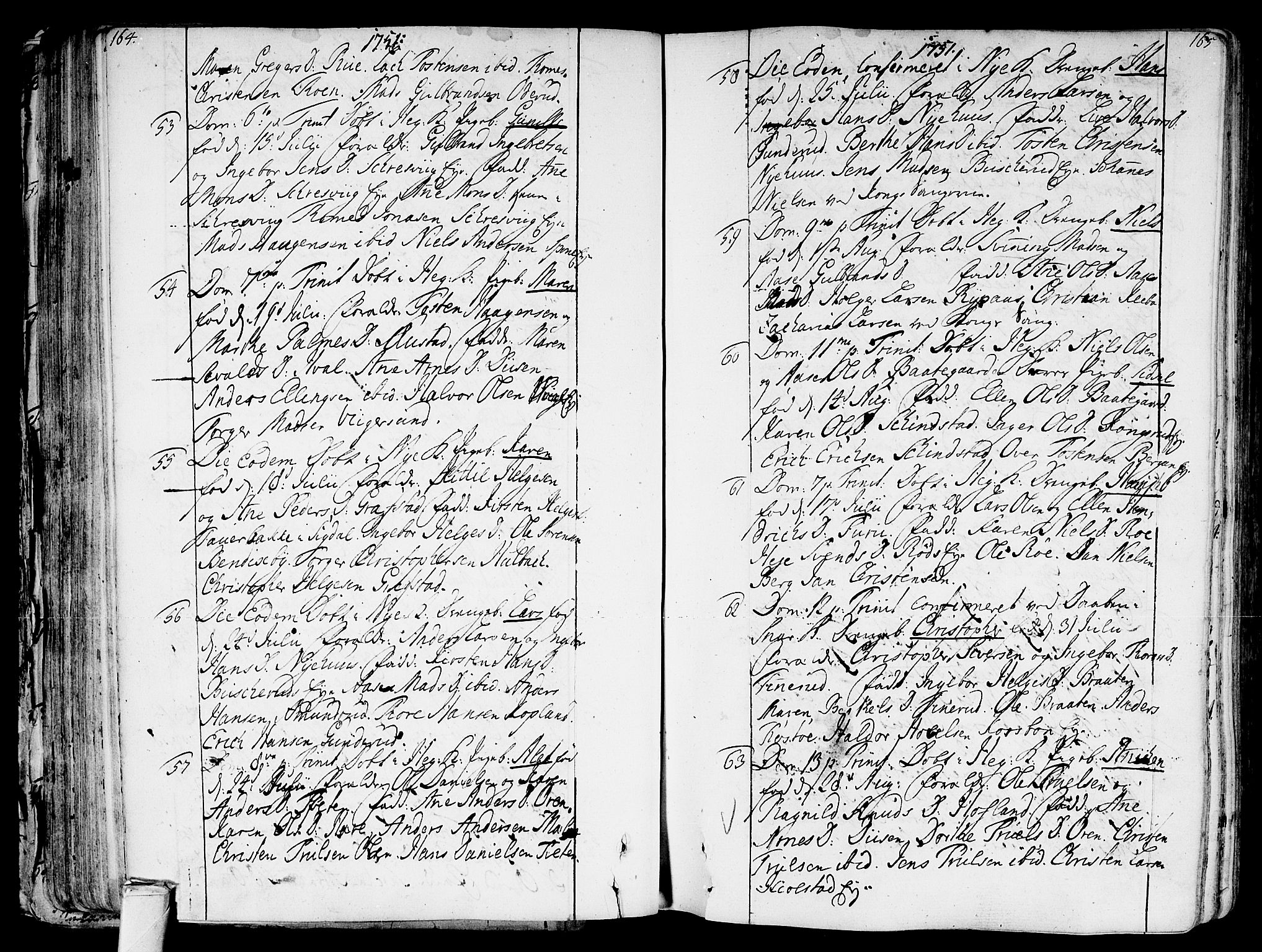 Modum kirkebøker, AV/SAKO-A-234/F/Fa/L0002: Parish register (official) no. 2, 1741-1782, p. 164-165