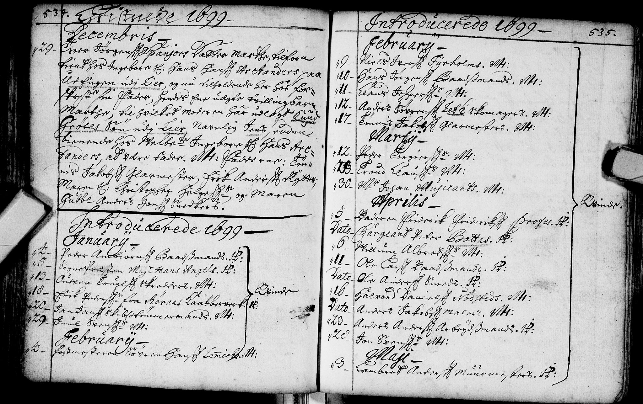 Bragernes kirkebøker, SAKO/A-6/F/Fa/L0002: Parish register (official) no. I 2, 1680-1705, p. 534-535