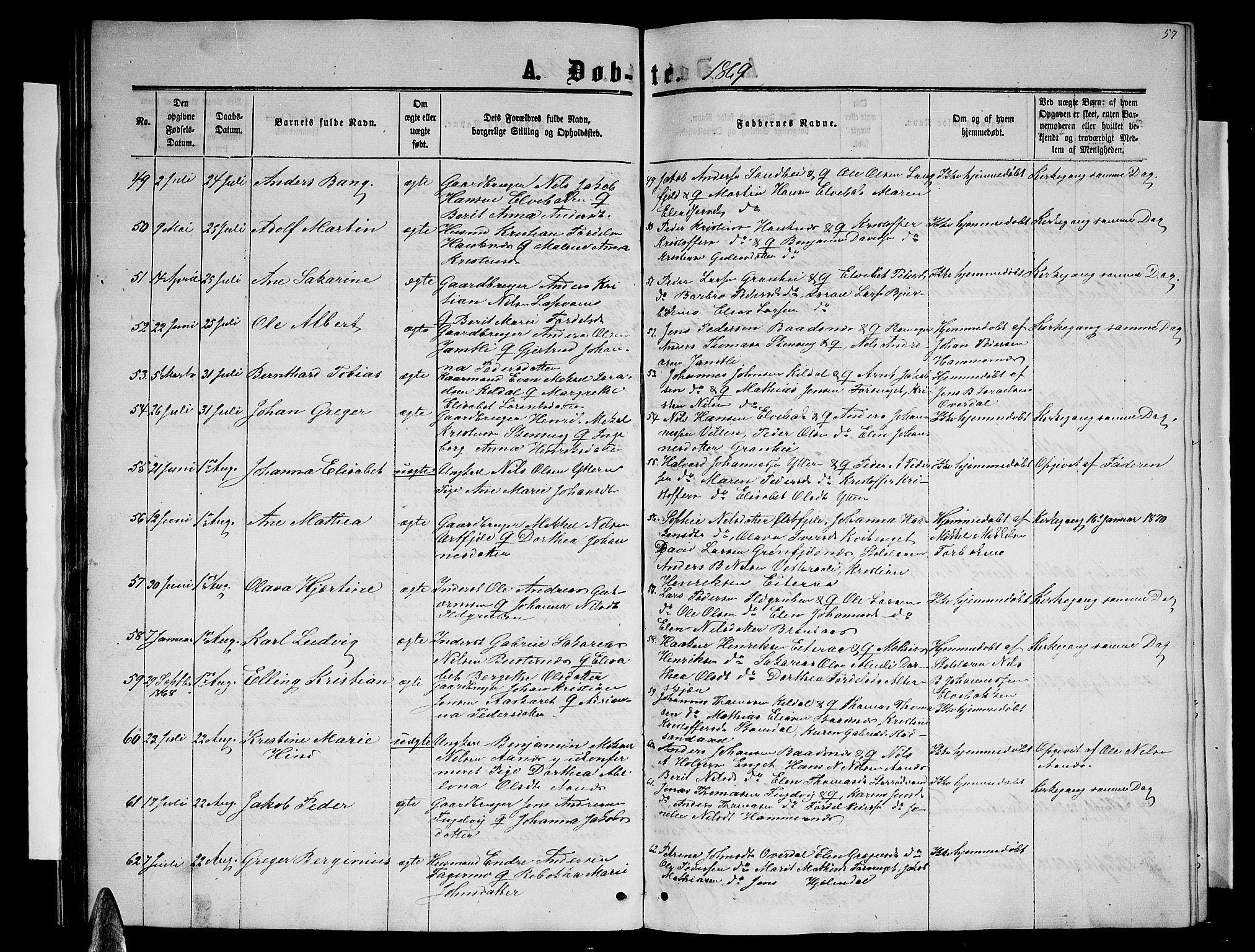 Ministerialprotokoller, klokkerbøker og fødselsregistre - Nordland, SAT/A-1459/827/L0415: Parish register (copy) no. 827C04, 1864-1886, p. 57