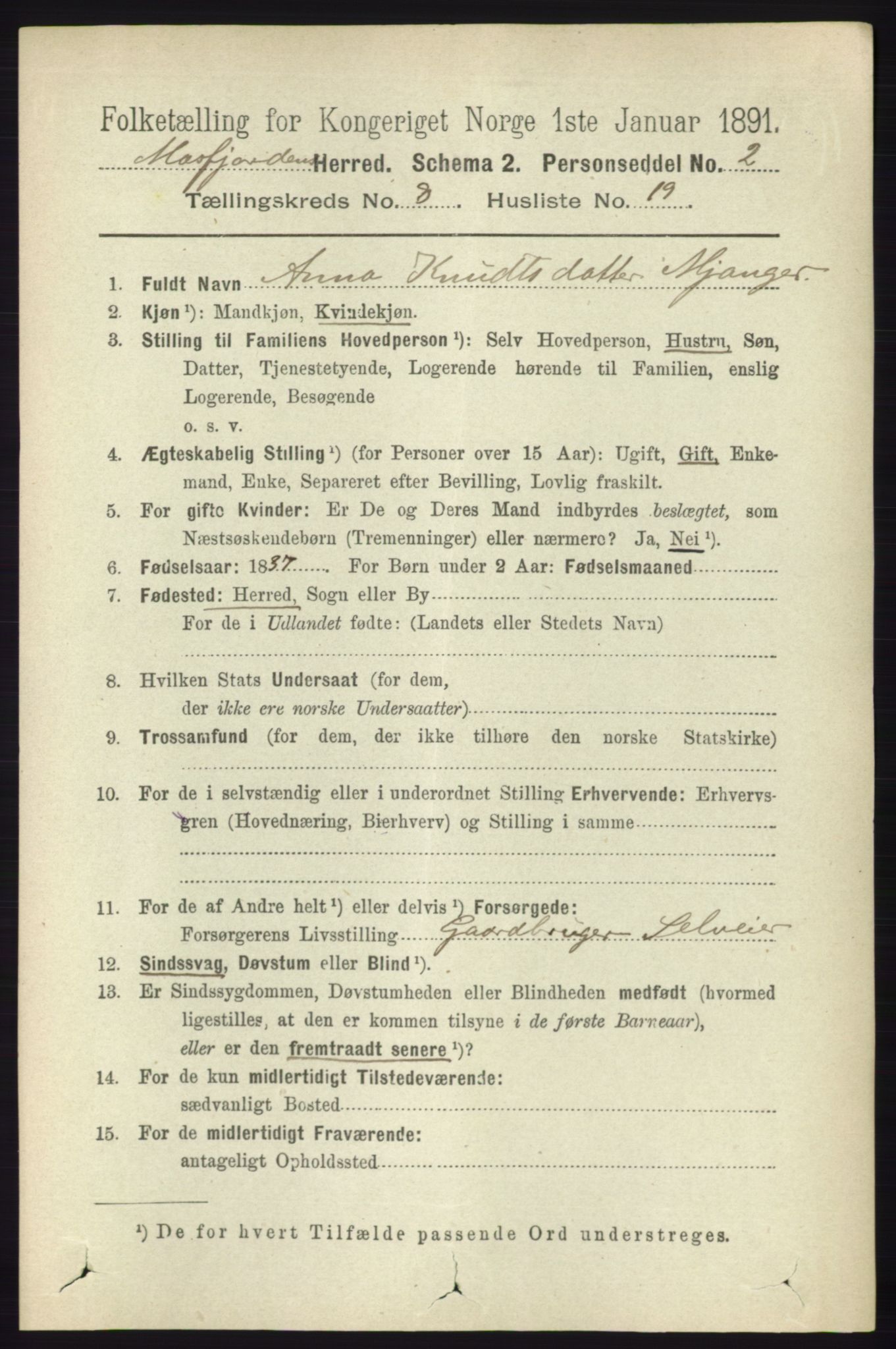 RA, 1891 census for 1266 Masfjorden, 1891, p. 1684