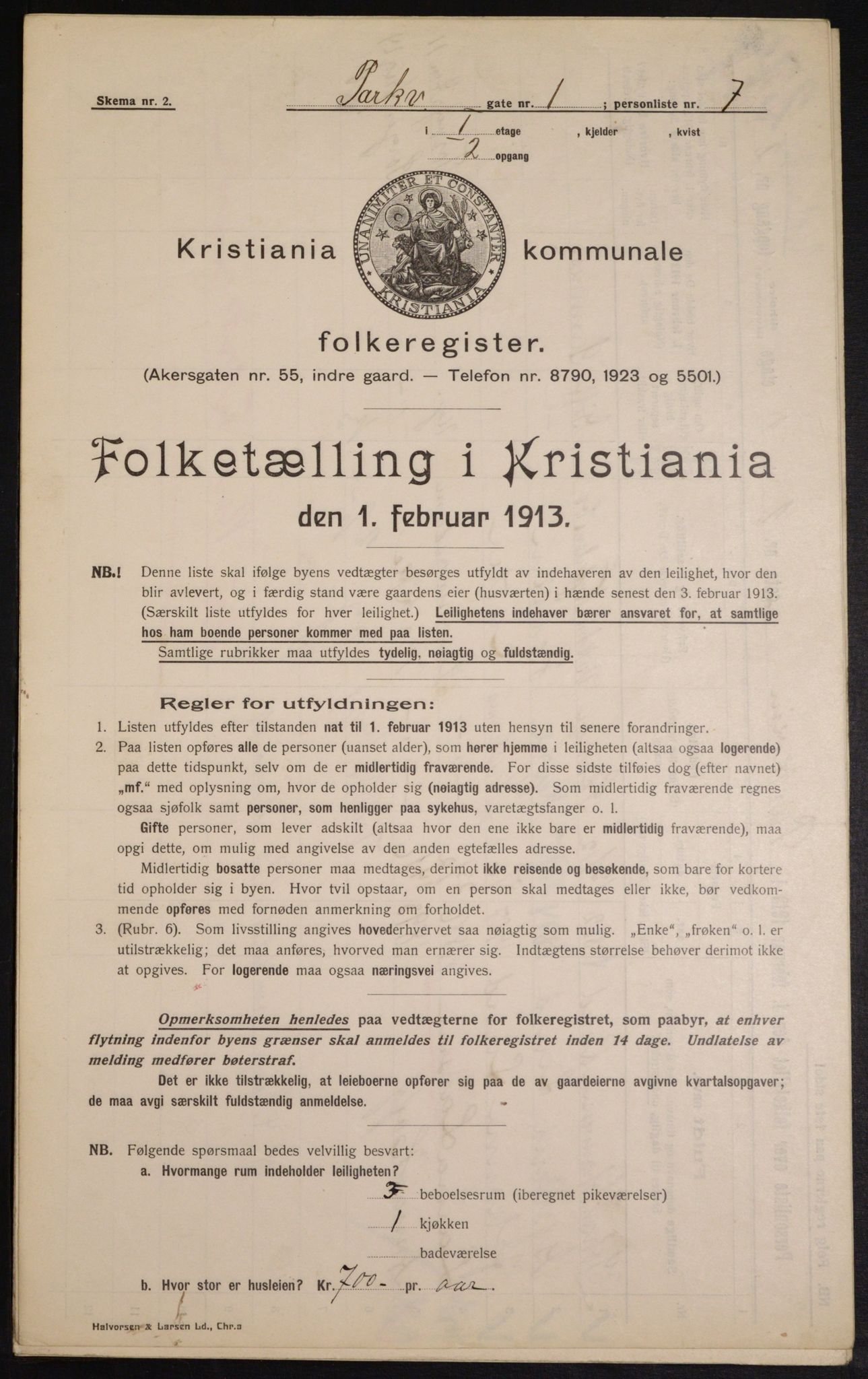 OBA, Municipal Census 1913 for Kristiania, 1913, p. 77927