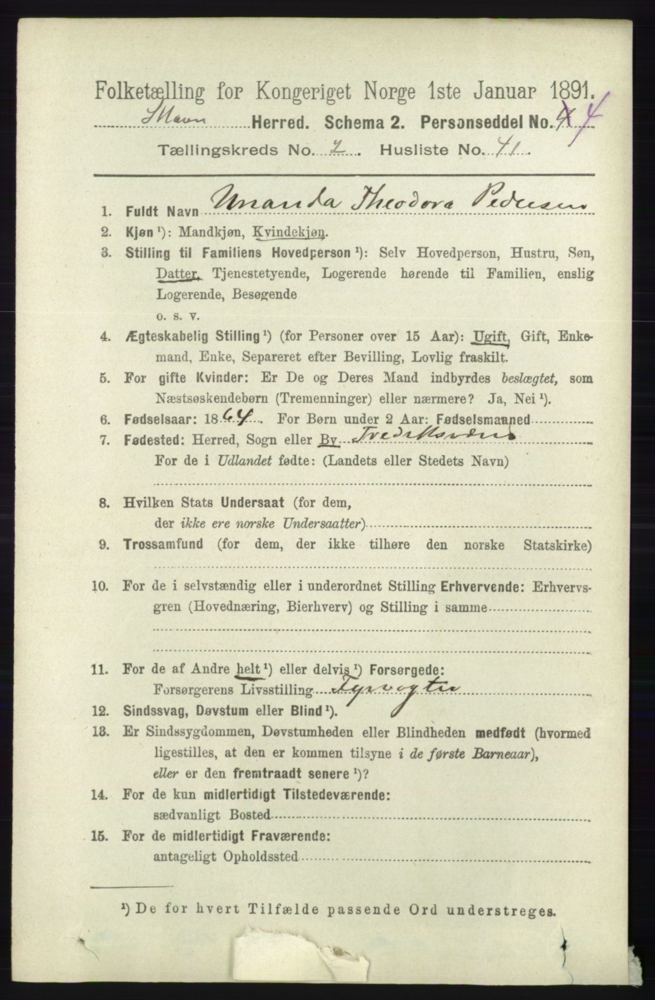 RA, 1891 census for 1153 Skåre, 1891, p. 1005