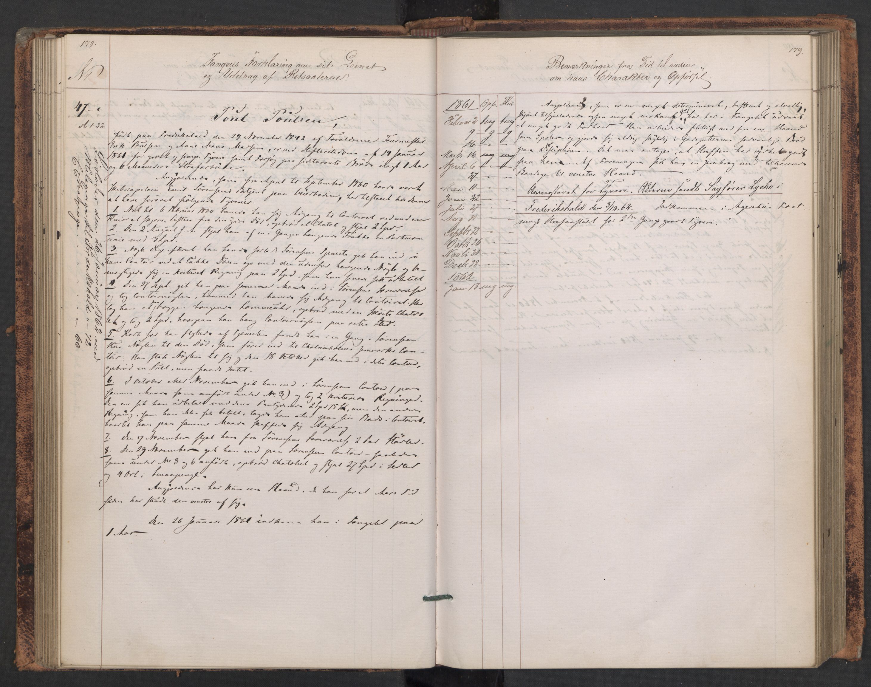 Botsfengslet, AV/RA-S-1539/D/Db/Dbb/L0007: 945b - 258c, 1860-1862, p. 178-179