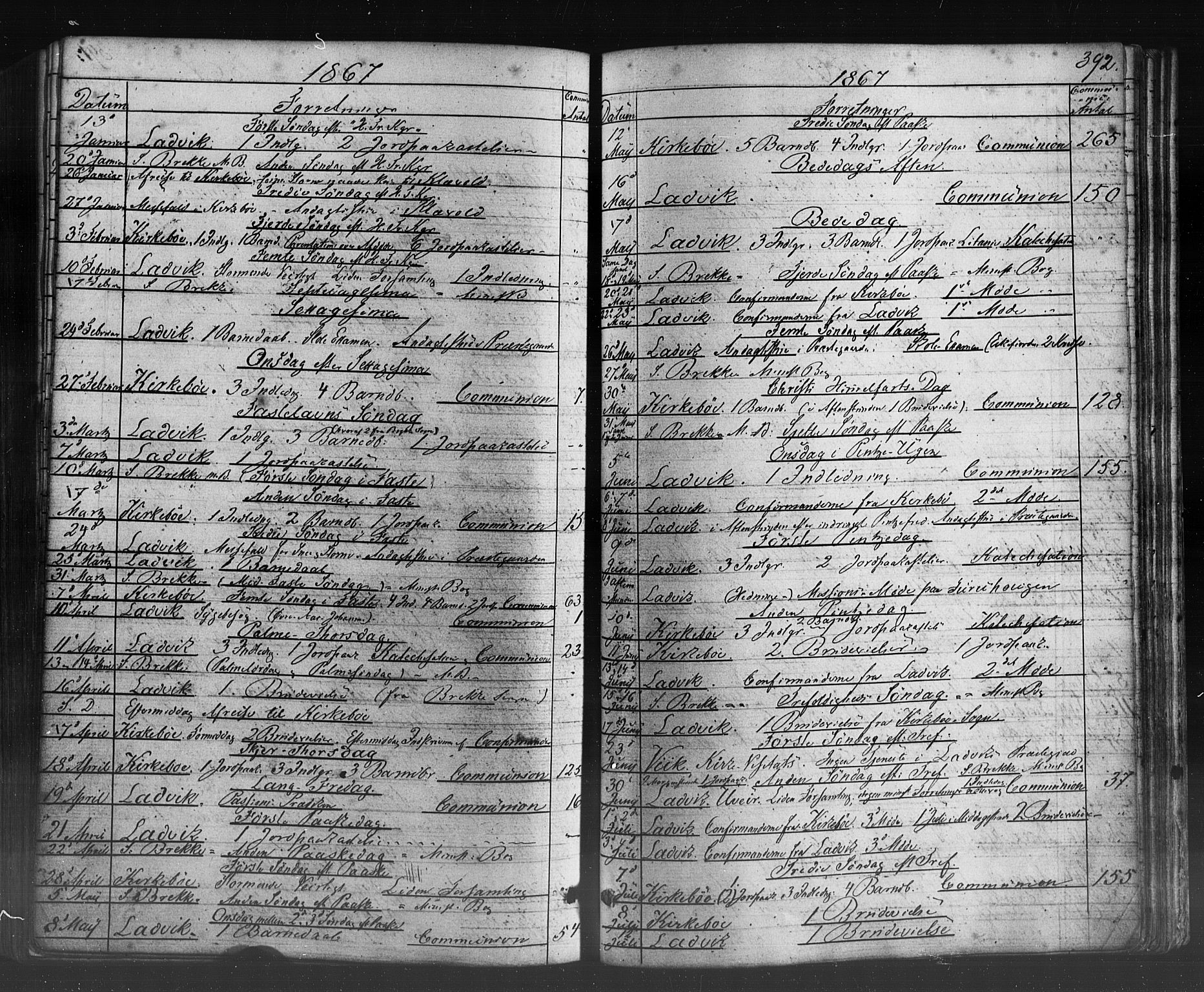 Lavik sokneprestembete, AV/SAB-A-80901: Parish register (official) no. A 4, 1864-1881, p. 392