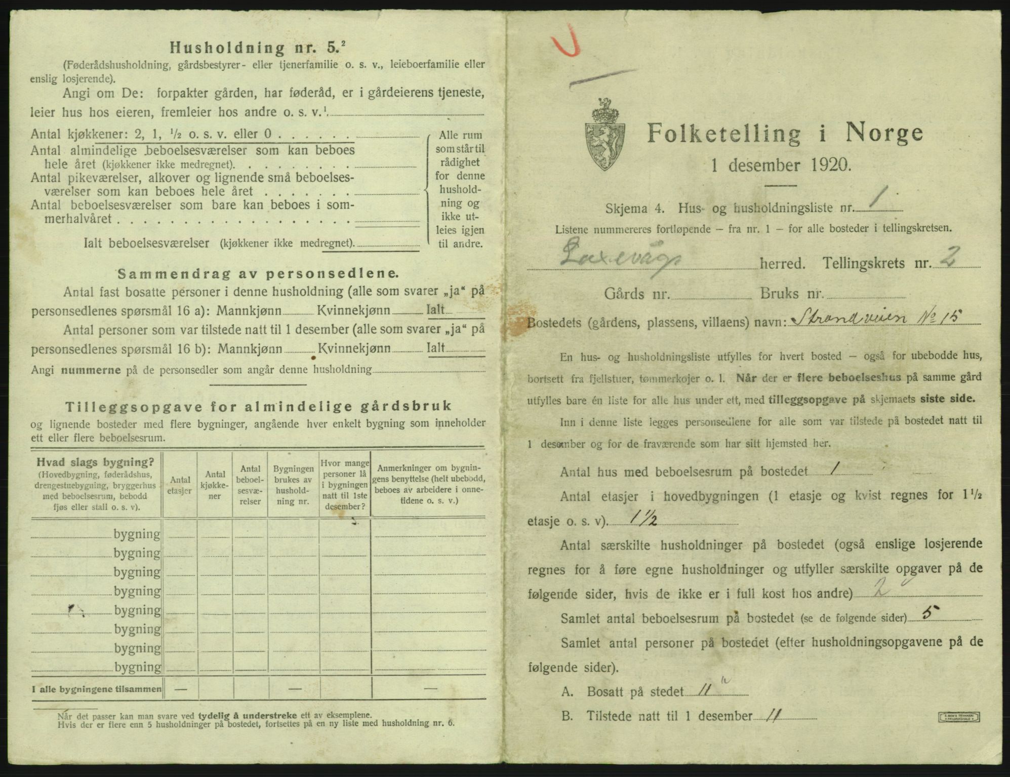 SAB, 1920 census for Laksevåg, 1920, p. 289