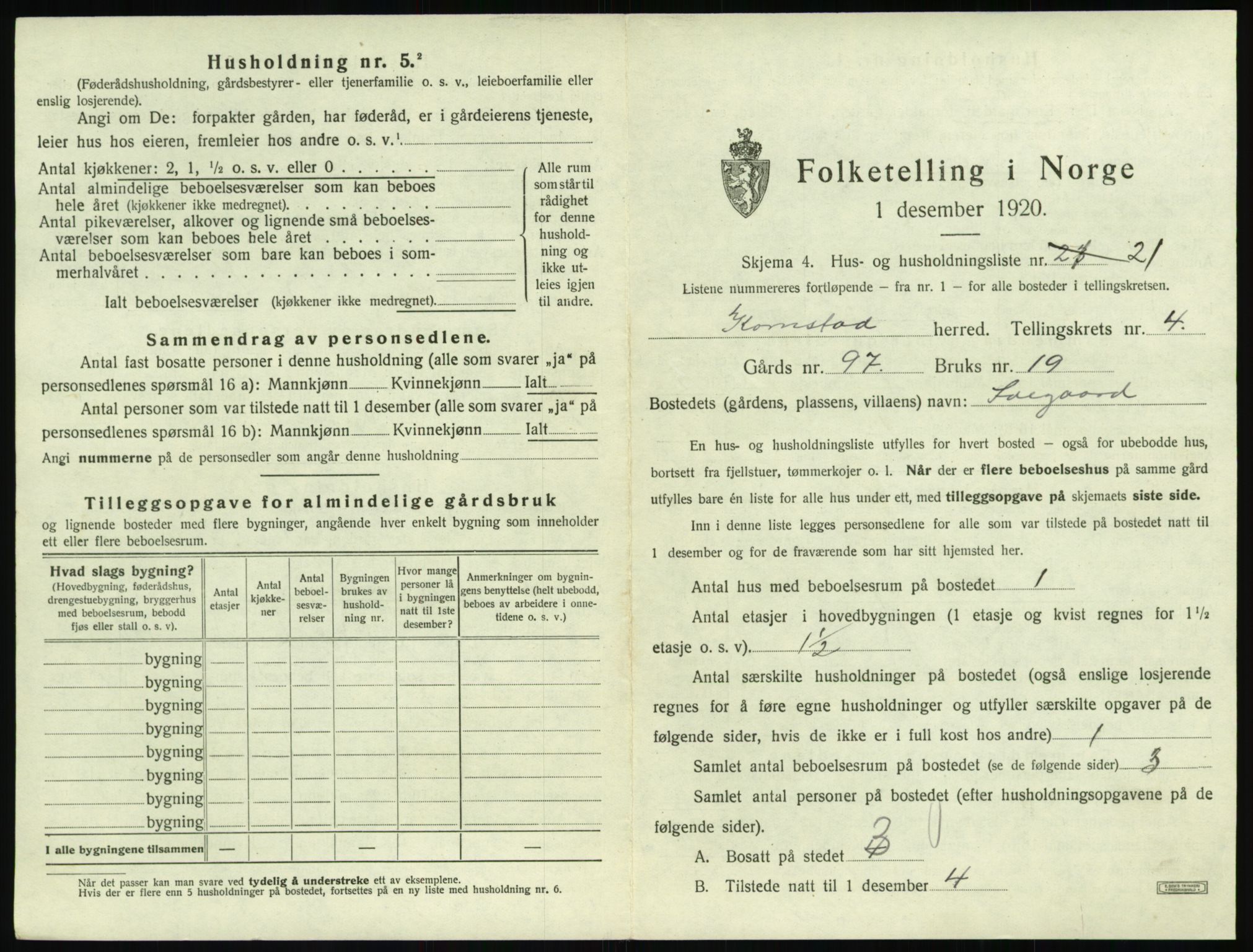 SAT, 1920 census for Kornstad, 1920, p. 359