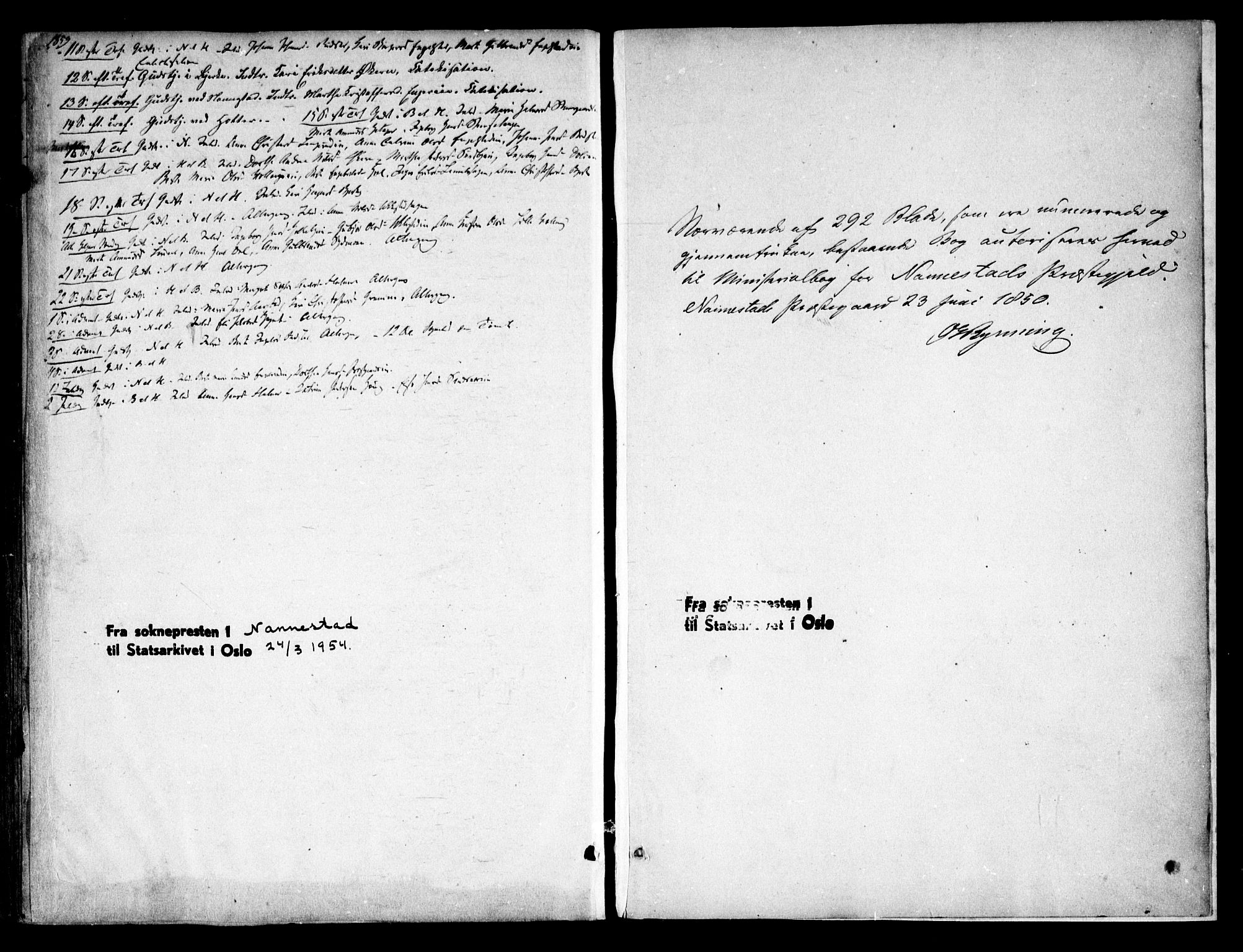 Nannestad prestekontor Kirkebøker, AV/SAO-A-10414a/F/Fa/L0011: Parish register (official) no. I 11, 1850-1859