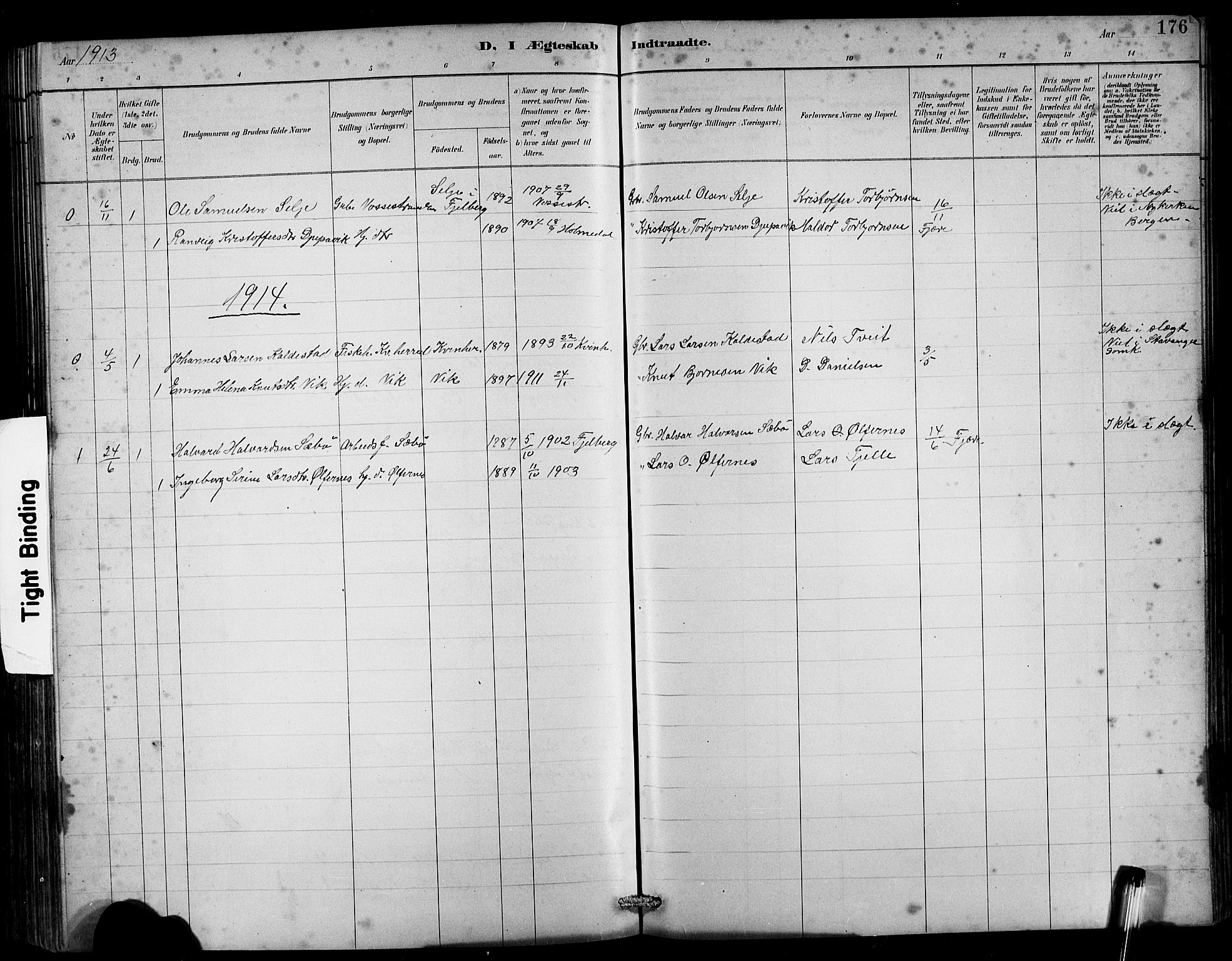 Husnes Sokneprestembete, SAB/A-75901/H/Hab: Parish register (copy) no. B 2, 1884-1914, p. 176