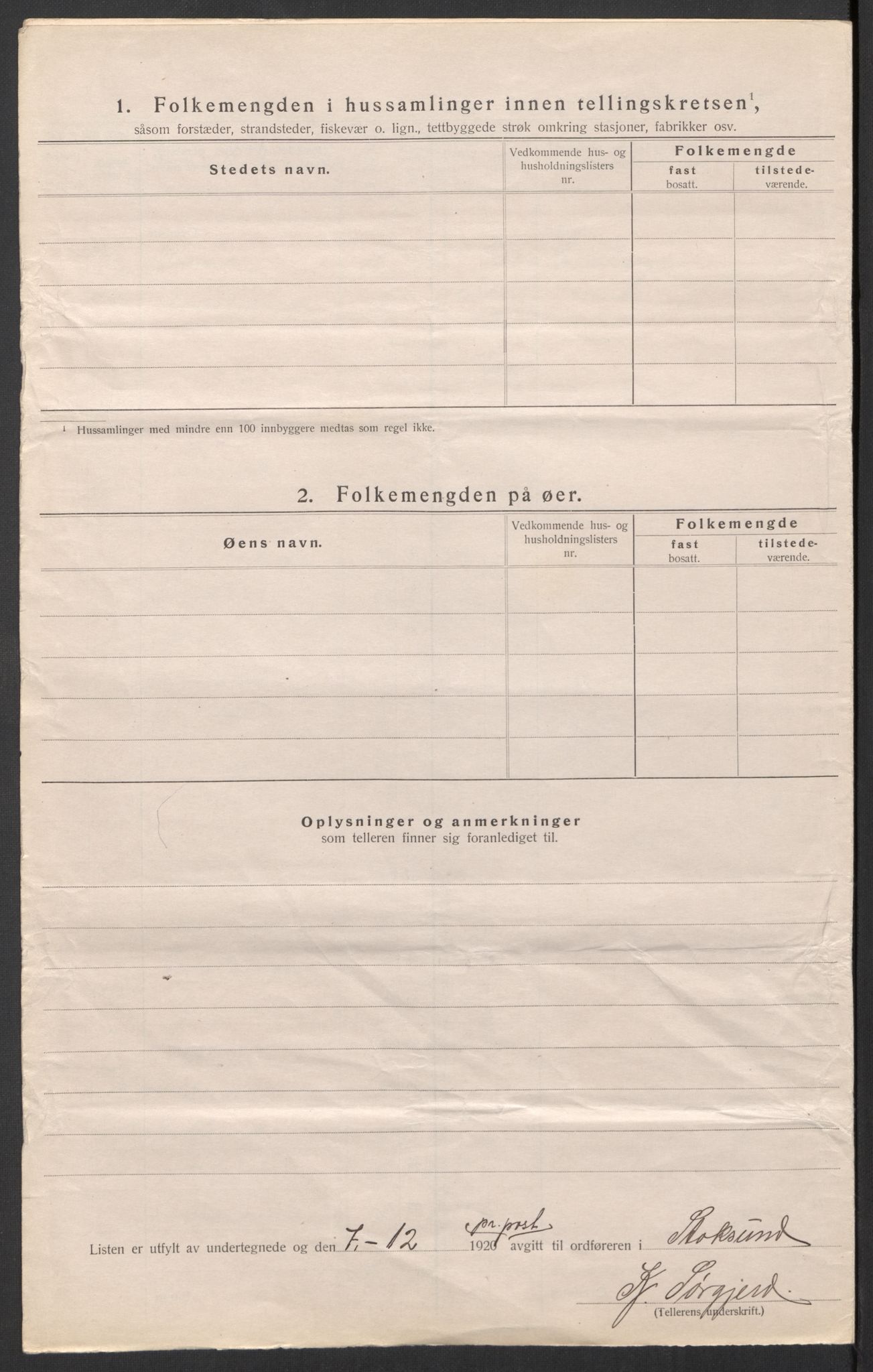 SAT, 1920 census for Stoksund, 1920, p. 16