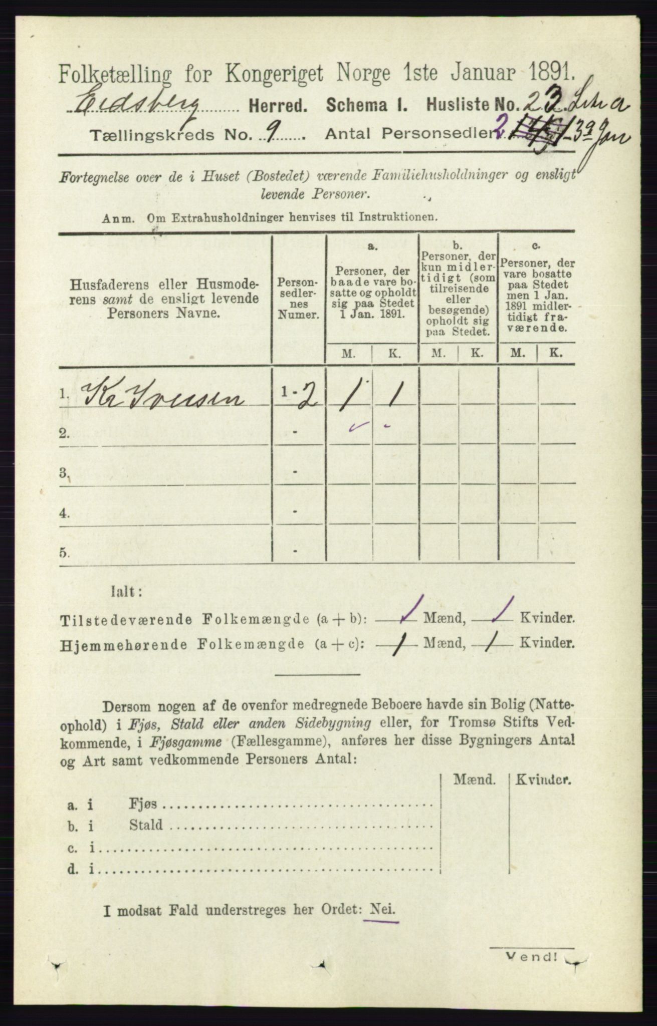 RA, 1891 census for 0125 Eidsberg, 1891, p. 5119