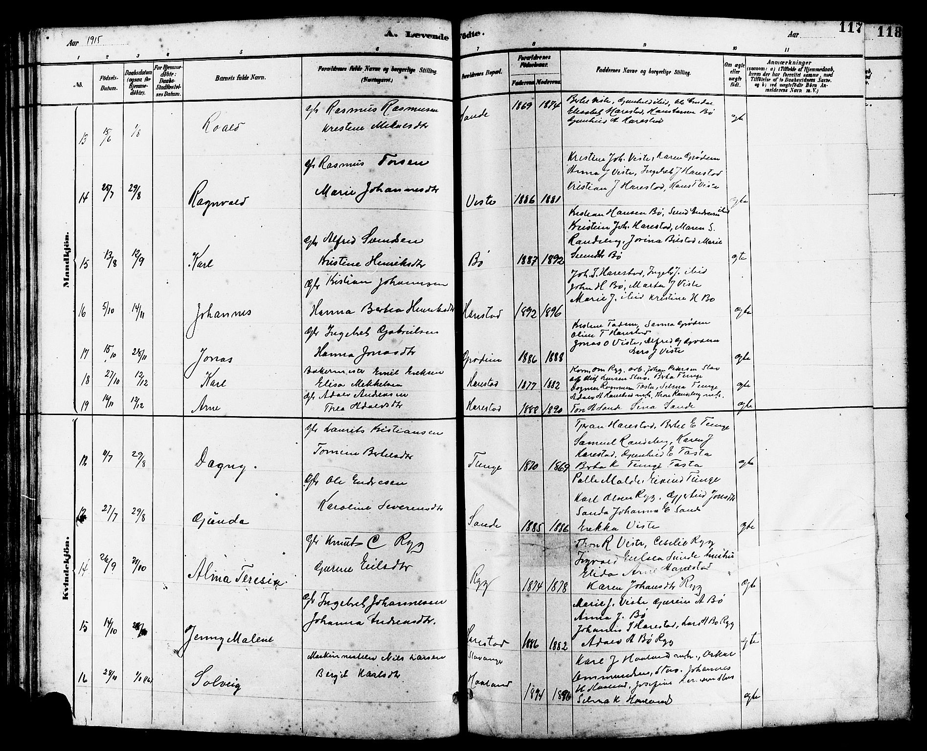 Hetland sokneprestkontor, AV/SAST-A-101826/30/30BB/L0006: Parish register (copy) no. B 6, 1878-1921, p. 117