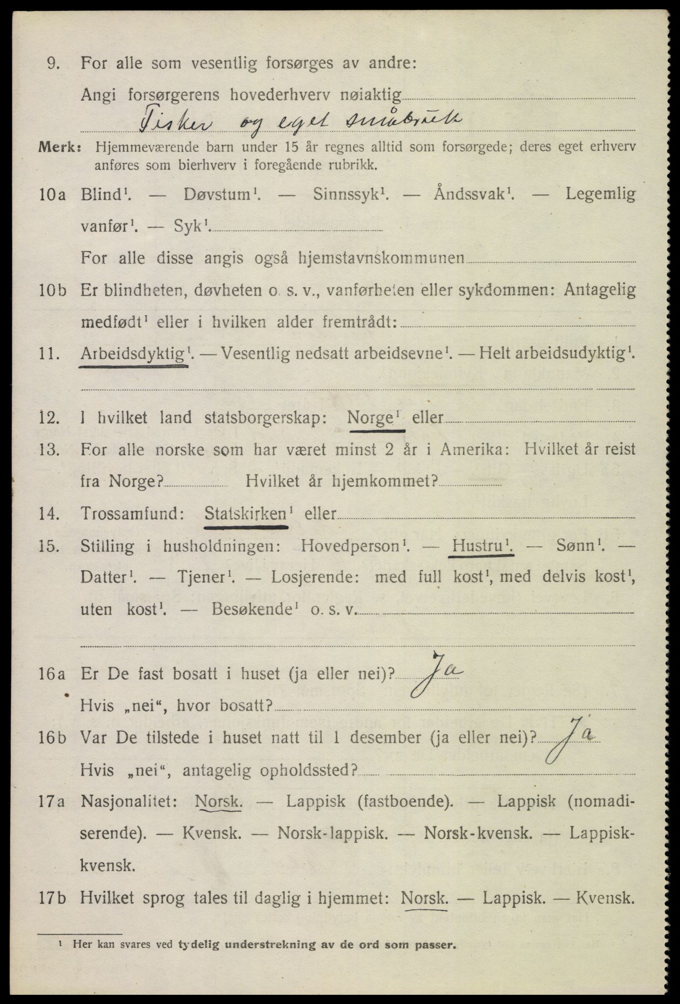 SAT, 1920 census for Bø, 1920, p. 9987