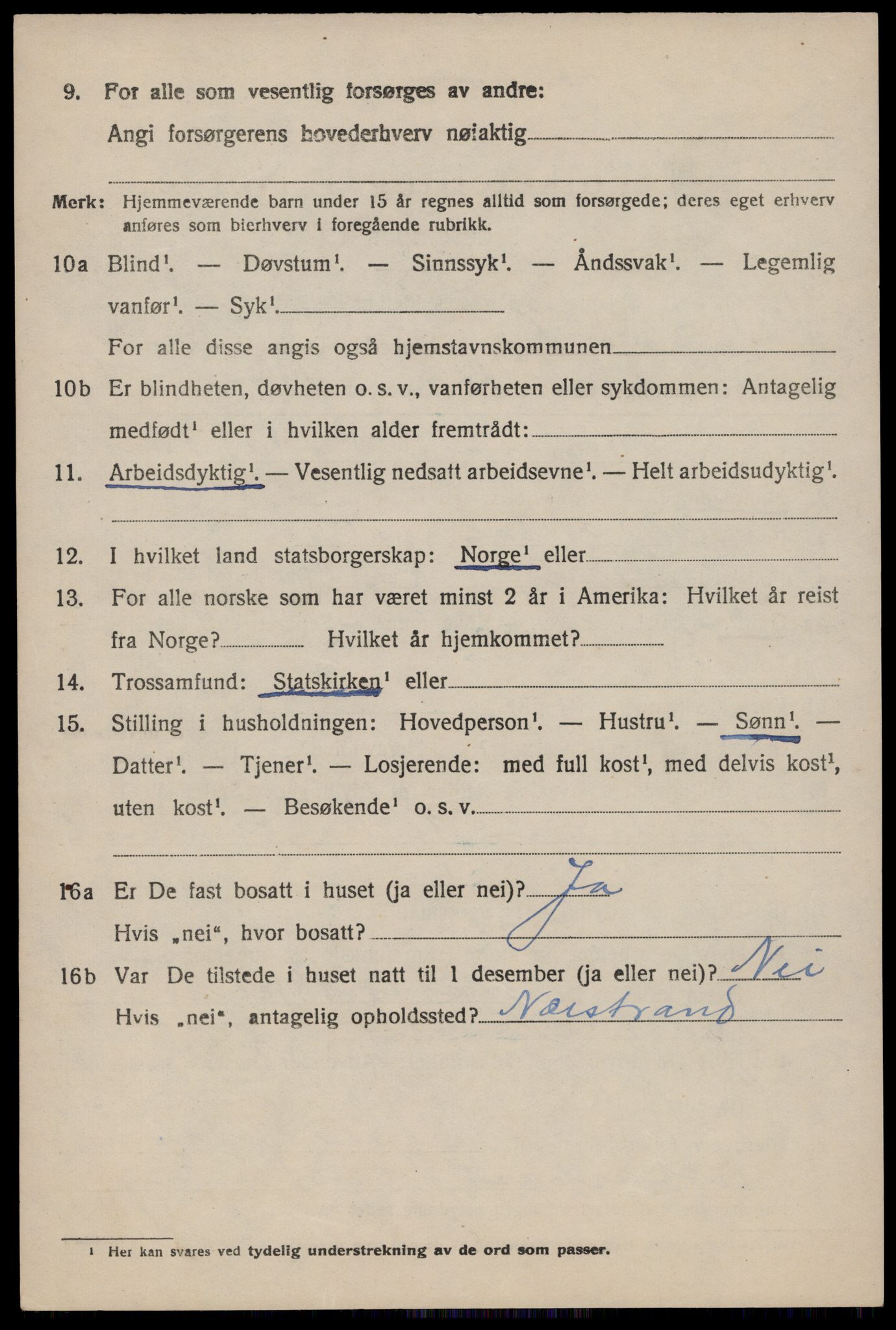 SAST, 1920 census for Strand, 1920, p. 2327