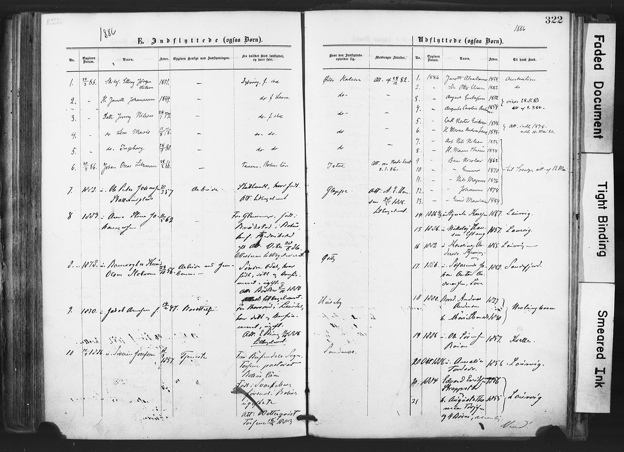 Tjølling kirkebøker, AV/SAKO-A-60/F/Fa/L0008: Parish register (official) no. 8, 1877-1886, p. 322