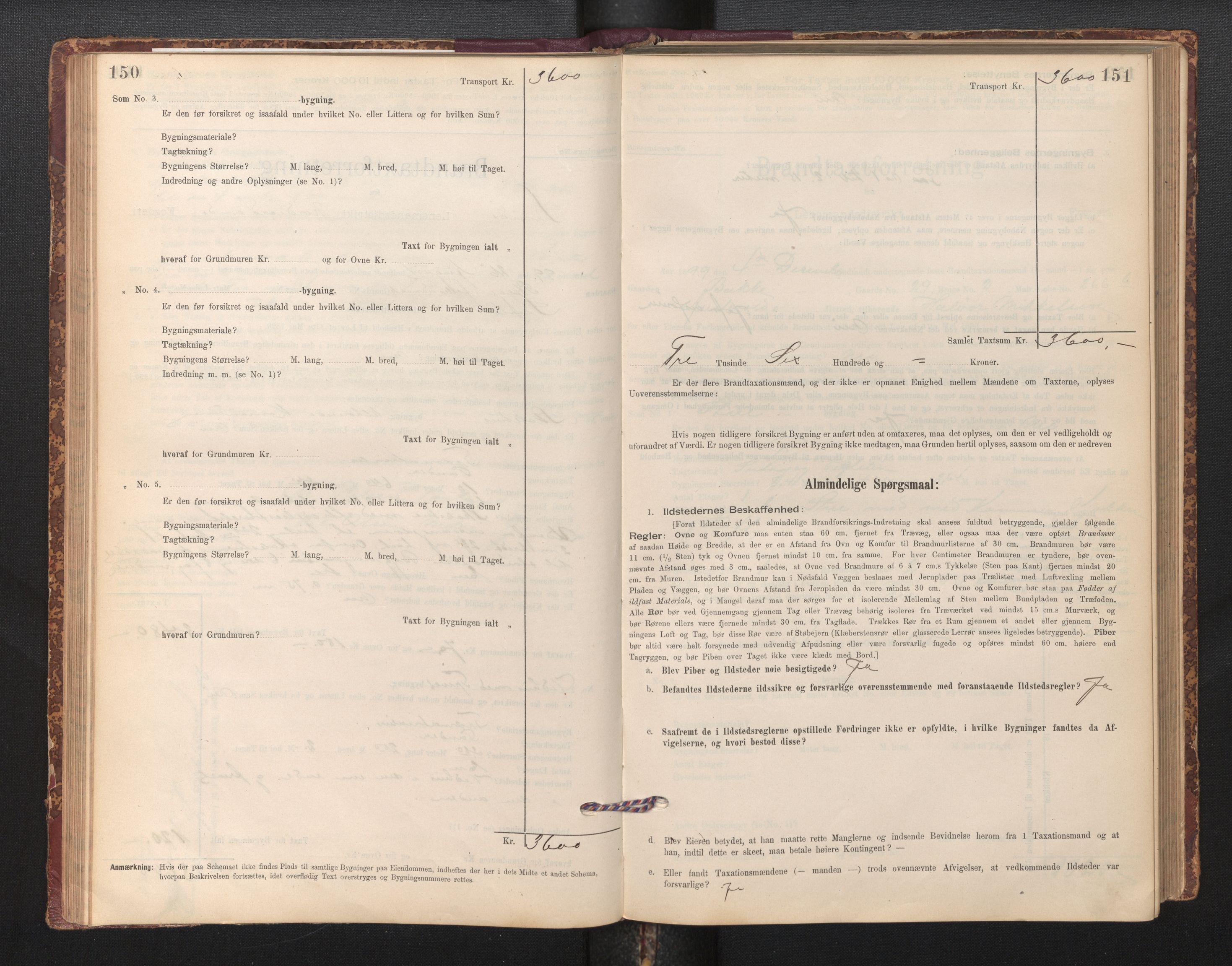 Lensmannen i Sund og Austevoll, AV/SAB-A-35201/0012/L0003: Branntakstprotokoll, skjematakst, 1894-1917, p. 150-151