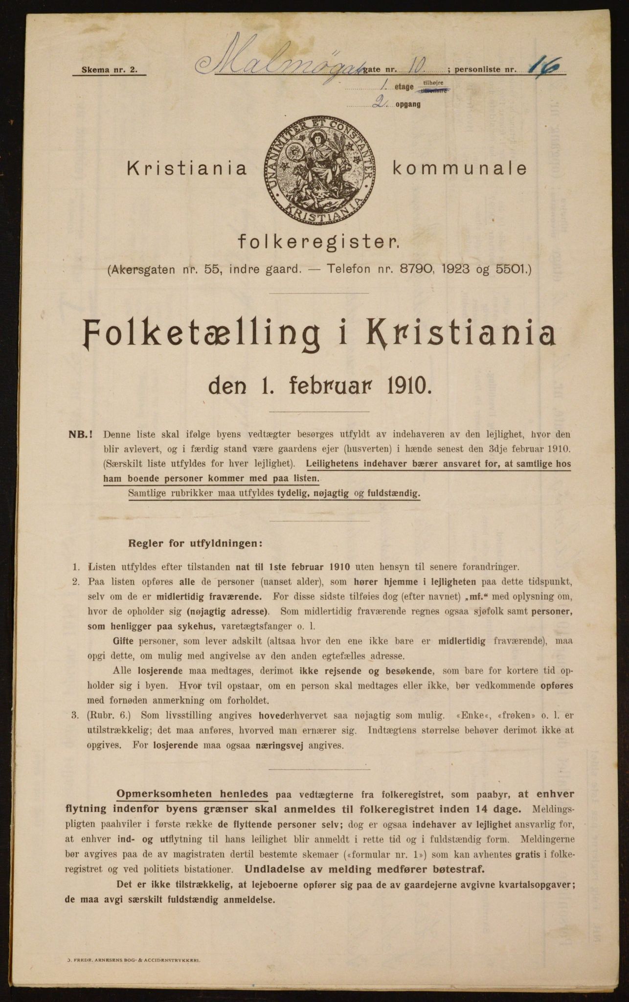 OBA, Municipal Census 1910 for Kristiania, 1910, p. 58065