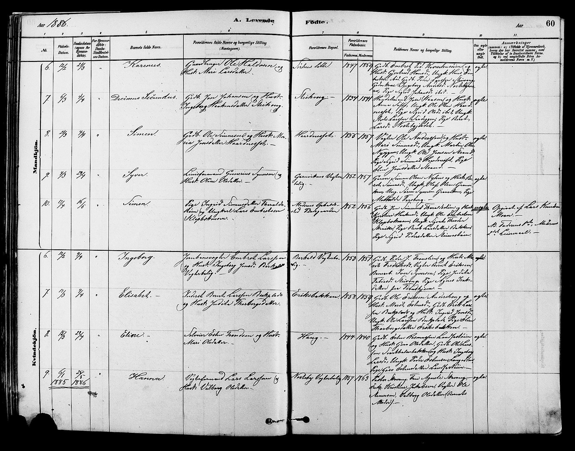 Alvdal prestekontor, SAH/PREST-060/H/Ha/Hab/L0003: Parish register (copy) no. 3, 1878-1907, p. 60