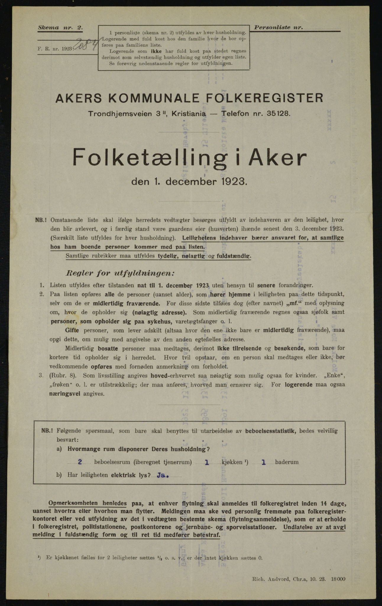 , Municipal Census 1923 for Aker, 1923, p. 21466