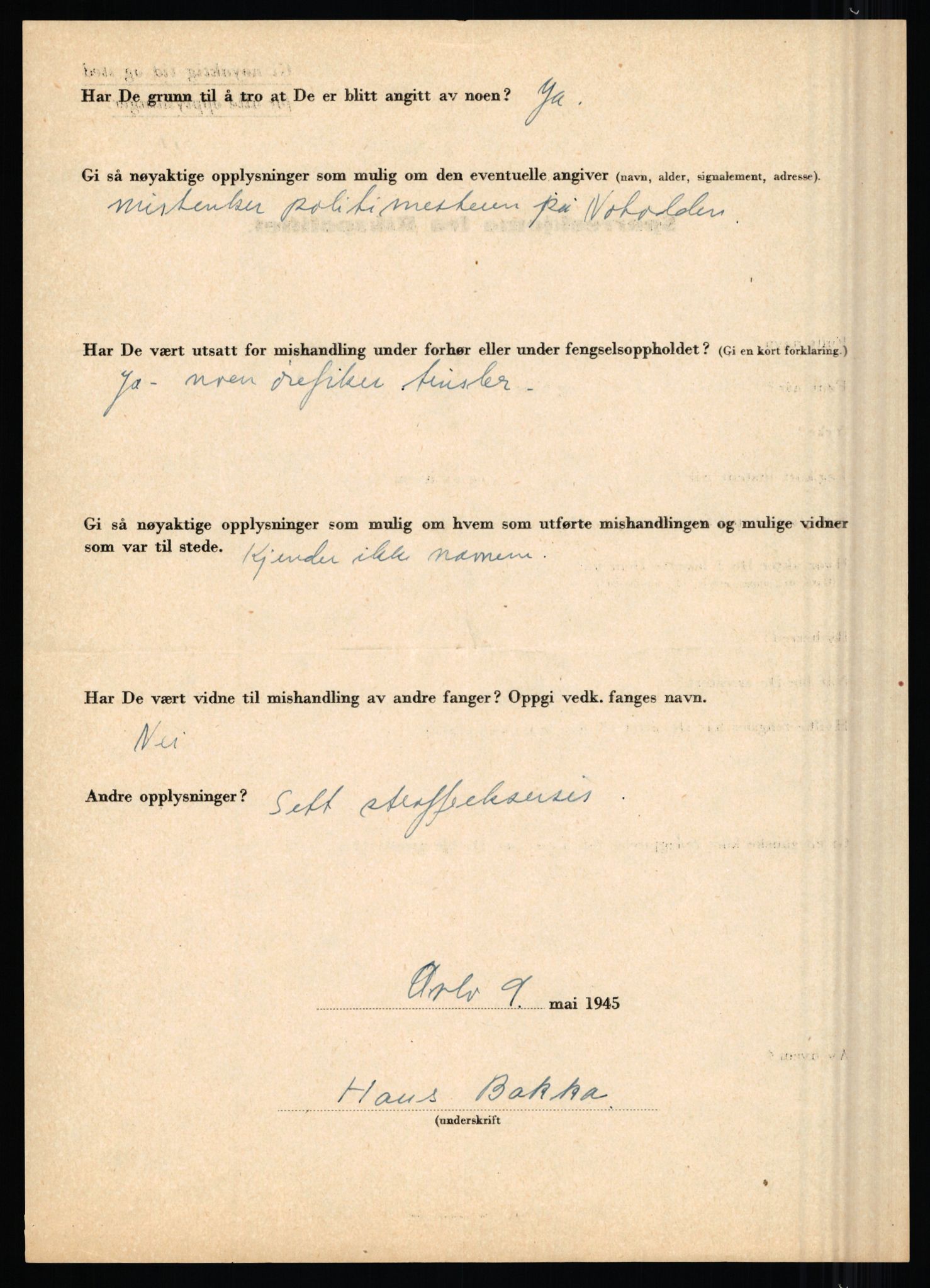 Rikspolitisjefen, AV/RA-S-1560/L/L0001: Abelseth, Rudolf - Berentsen, Odd, 1940-1945, p. 1074