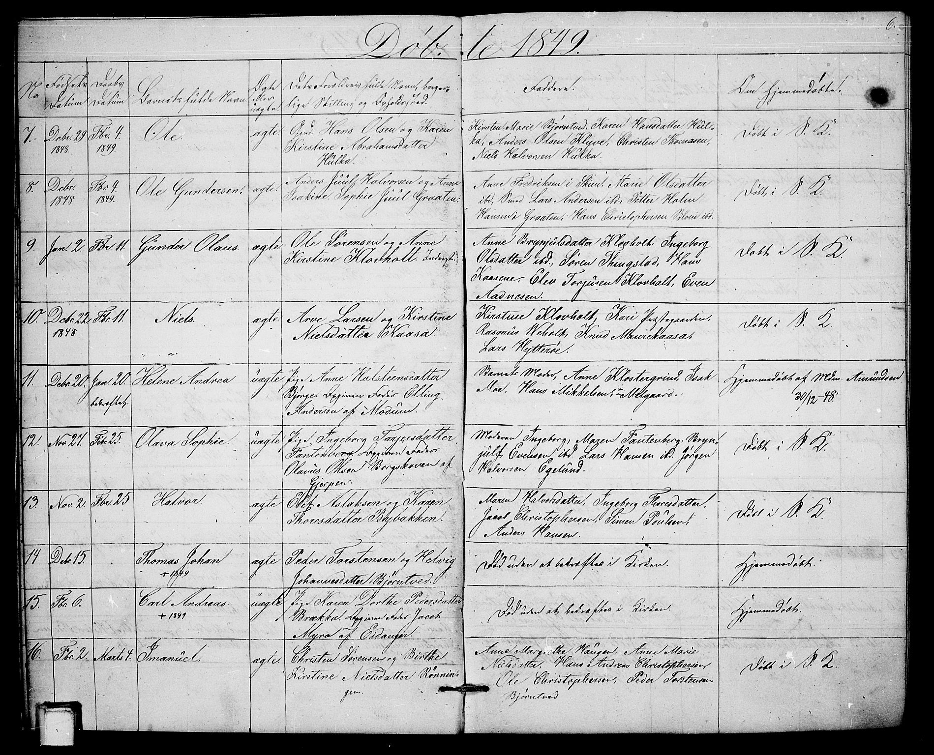 Solum kirkebøker, SAKO/A-306/G/Ga/L0003: Parish register (copy) no. I 3, 1848-1859, p. 6