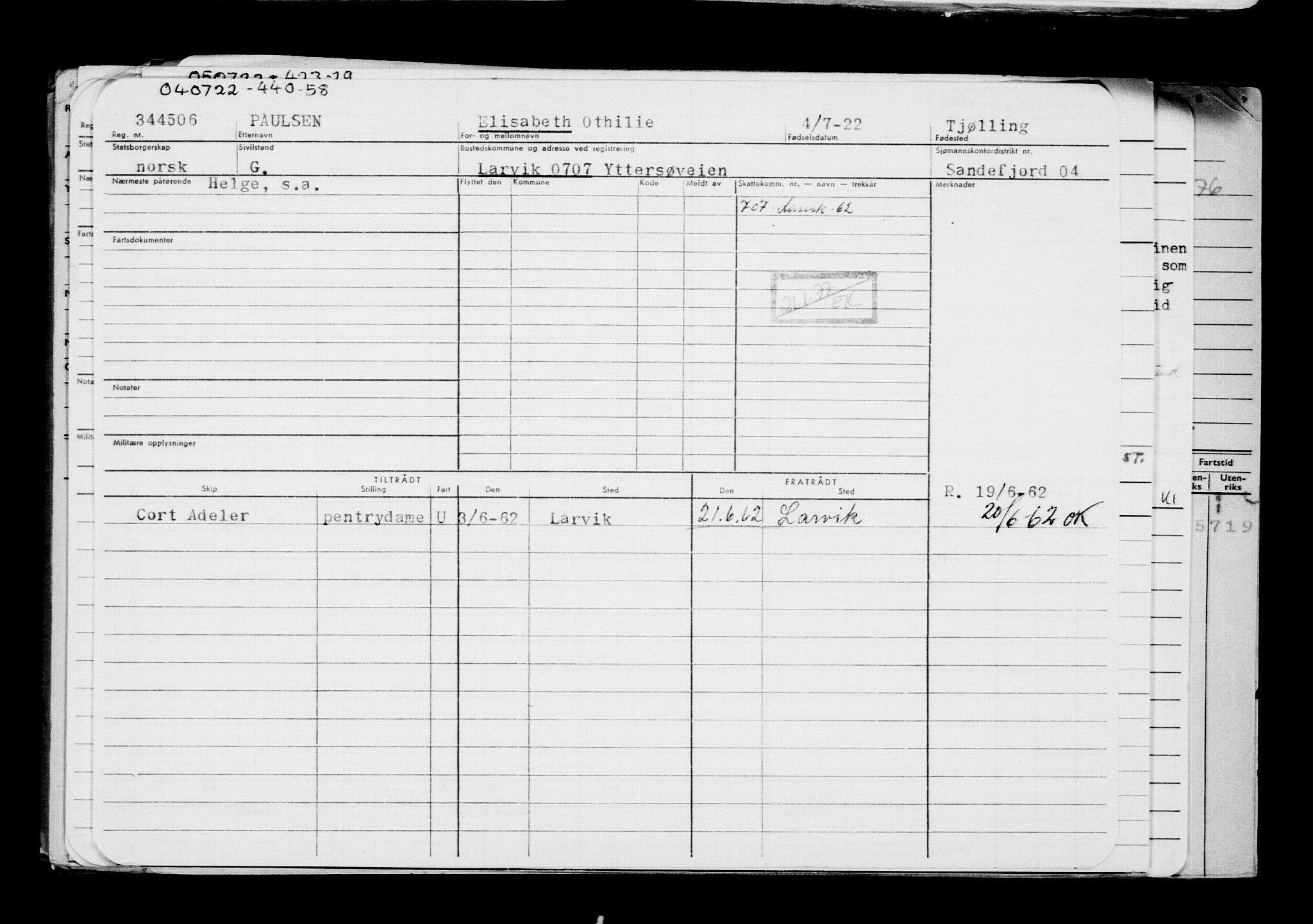 Direktoratet for sjømenn, RA/S-3545/G/Gb/L0208: Hovedkort, 1922, p. 267