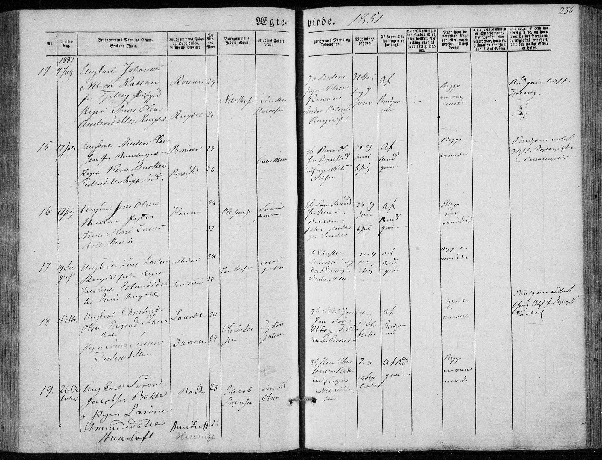 Hedrum kirkebøker, AV/SAKO-A-344/F/Fa/L0006: Parish register (official) no. I 6, 1849-1857, p. 256