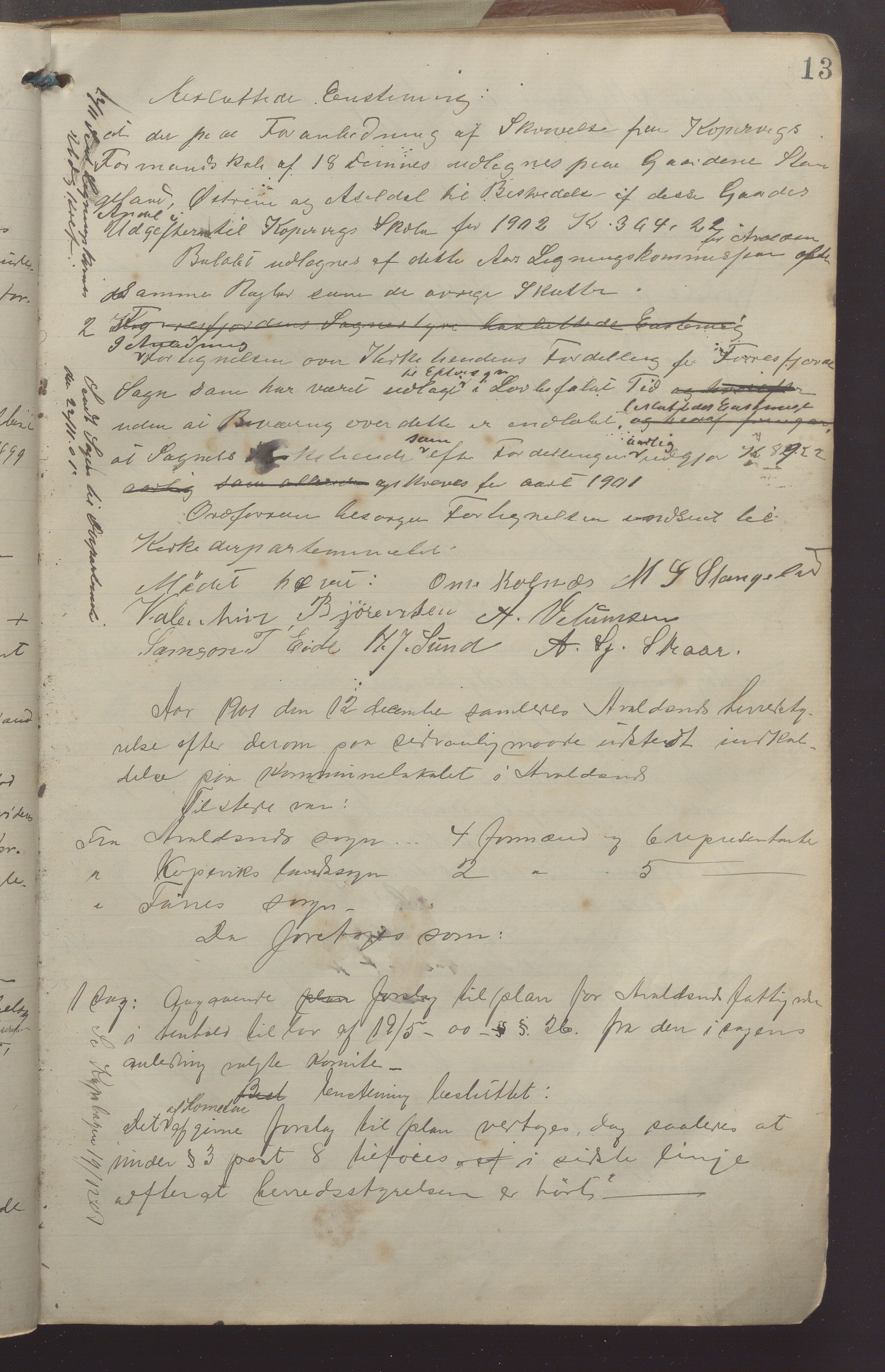 Avaldsnes kommune - Formannskapet, IKAR/K-101651/A/Aa/L0007: Møtebok, 1901-1917, p. 13