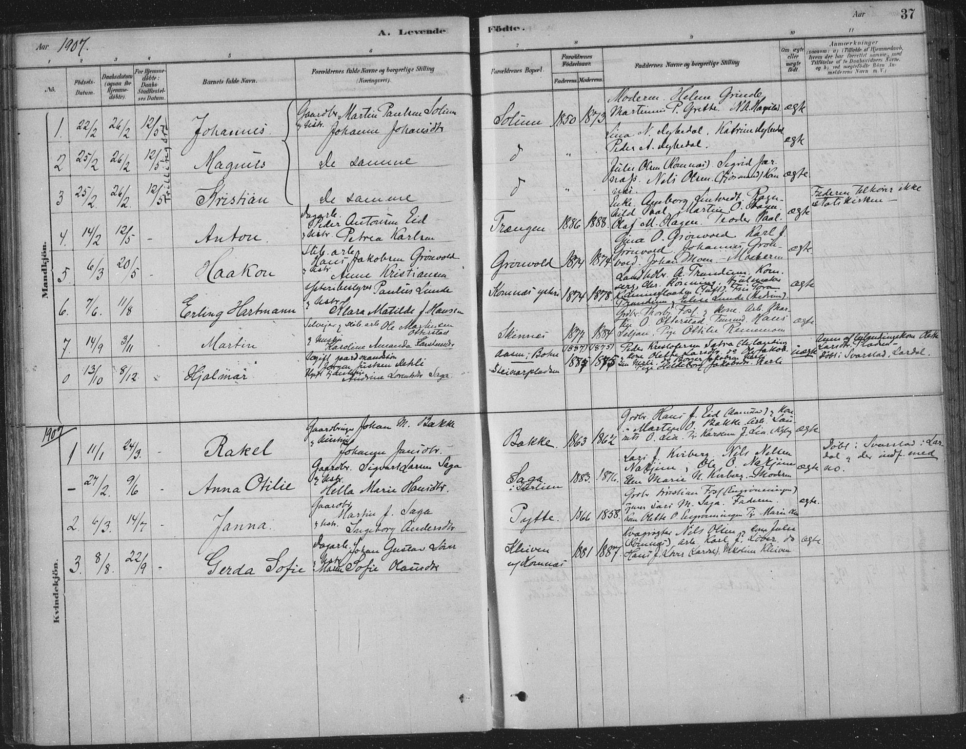 Sandsvær kirkebøker, AV/SAKO-A-244/F/Fe/L0001: Parish register (official) no. V 1, 1878-1936, p. 37