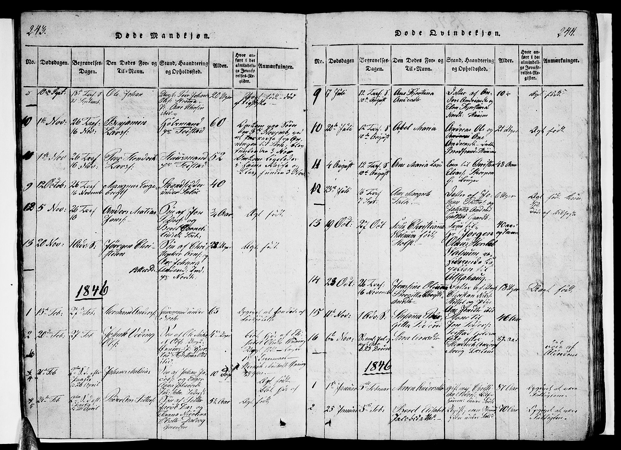 Ministerialprotokoller, klokkerbøker og fødselsregistre - Nordland, AV/SAT-A-1459/834/L0510: Parish register (copy) no. 834C01, 1820-1847, p. 243-244