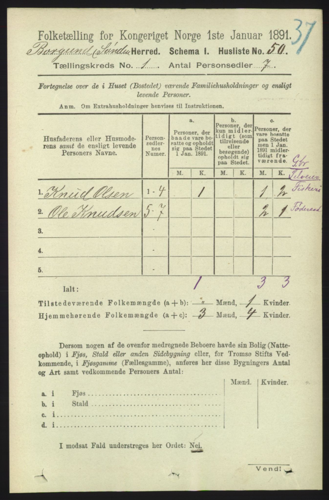 RA, 1891 census for 1531 Borgund, 1891, p. 110